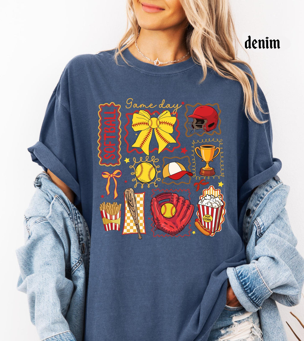 Softball Mom Comfort Colors Shirt, Softball Mama Gift, Game Day Softball Tee, Girly Softball Tee, Softball Sister T-Shirt, Retro Sports Top