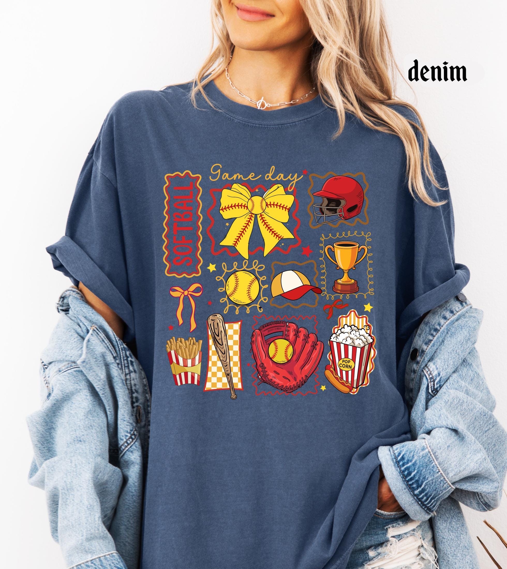 Softball Mom Comfort Colors Shirt, Softball Mama Gift, Game Day Softball Tee, Girly Softball Tee, Softball Sister T-Shirt, Retro Sports Top