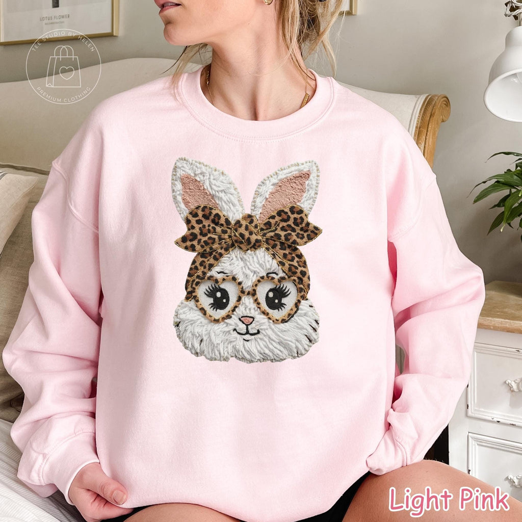 Leopard Bunny Sweatshirt, Easter Bunny Sweatshirt, Coquette Bow Easter Shirt, Womens Easter Crewneck, Trendy Easter Sweater, Easter Gift