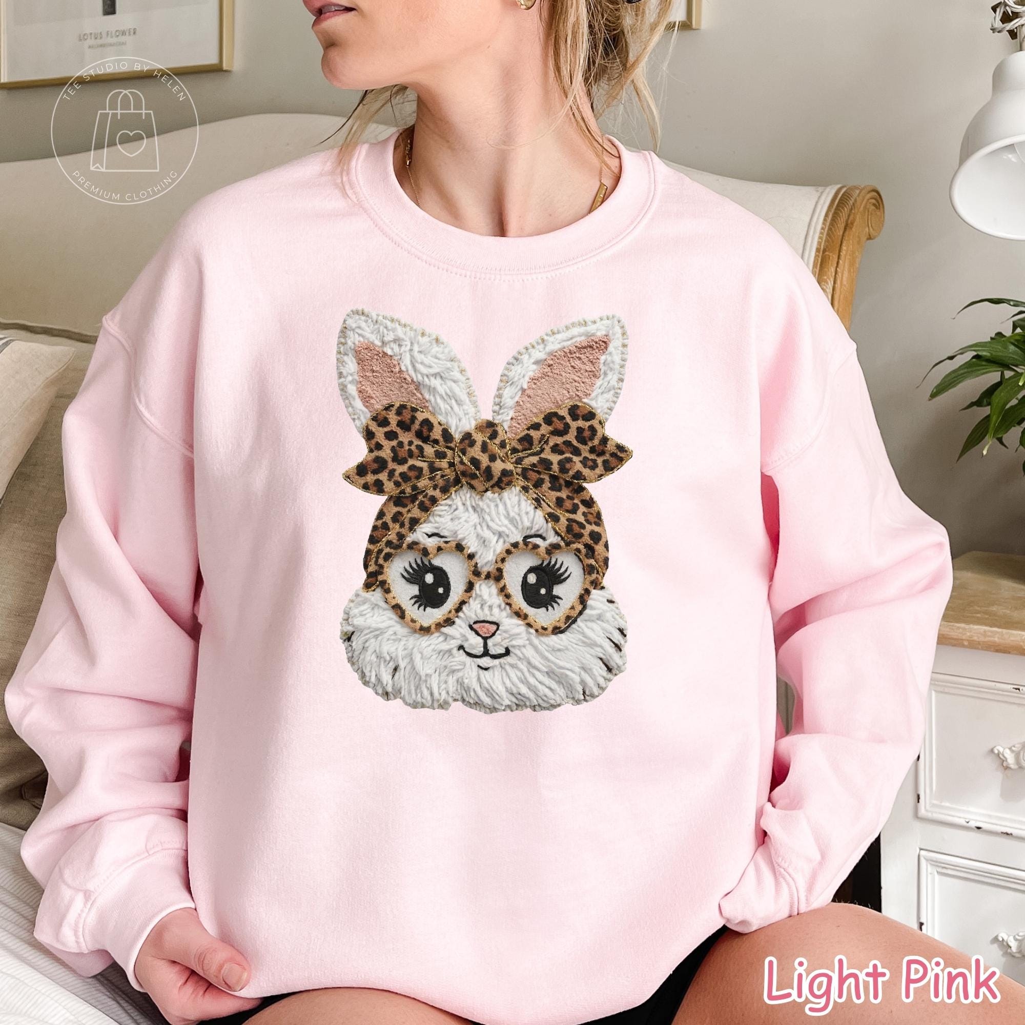 Leopard Bunny Sweatshirt, Easter Bunny Sweatshirt, Coquette Bow Easter Shirt, Womens Easter Crewneck, Trendy Easter Sweater, Easter Gift