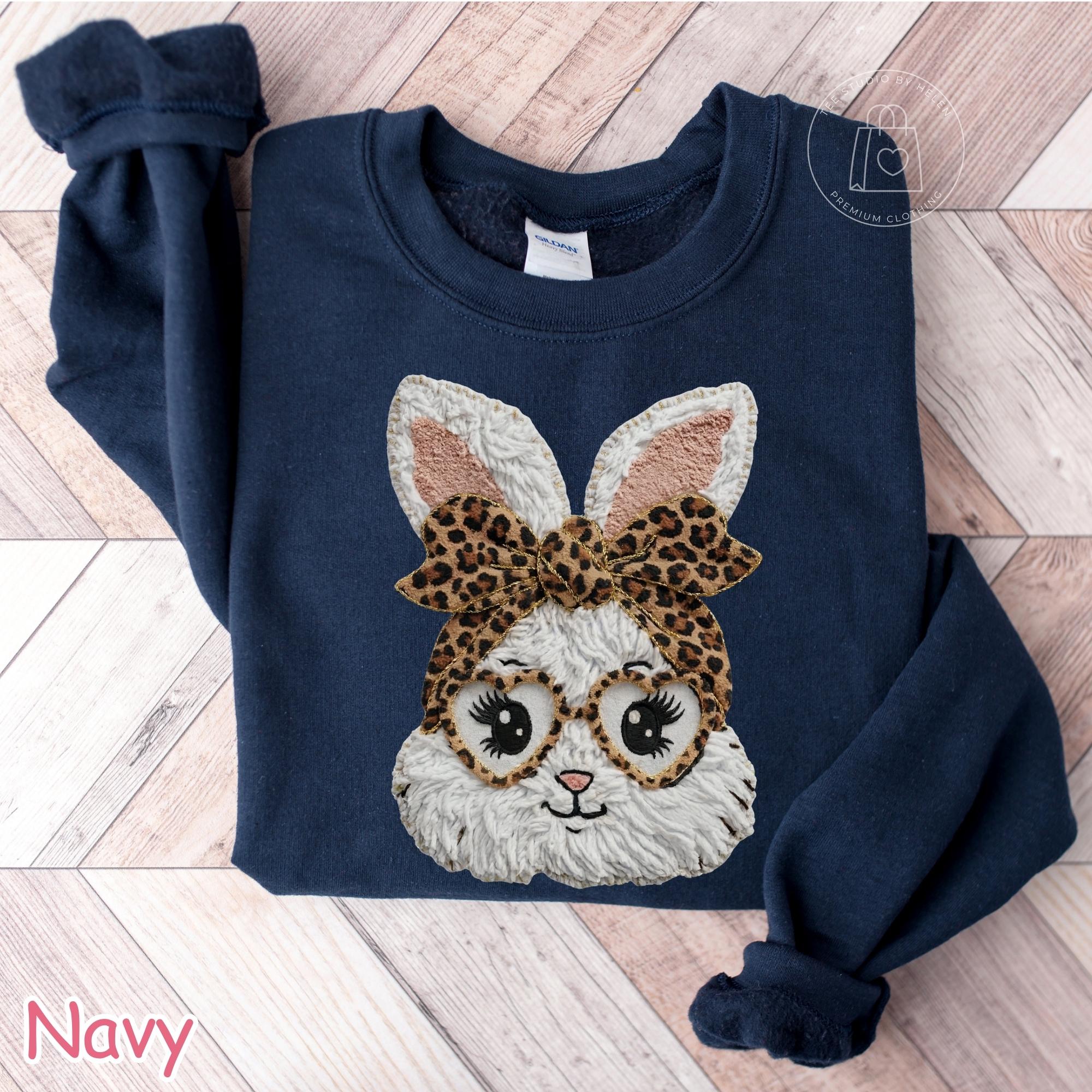 Leopard Bunny Sweatshirt, Easter Bunny Sweatshirt, Coquette Bow Easter Shirt, Womens Easter Crewneck, Trendy Easter Sweater, Easter Gift