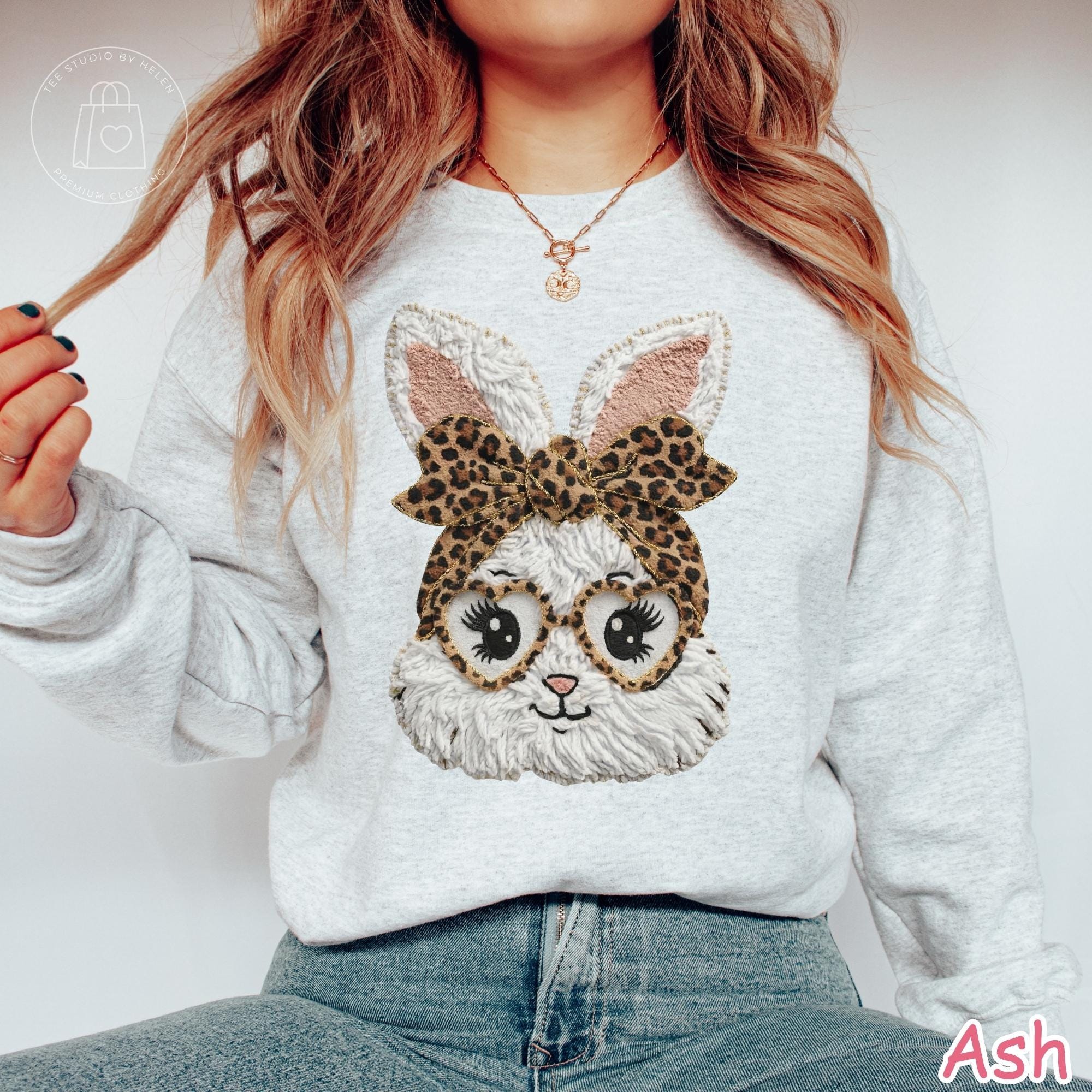Leopard Bunny Sweatshirt, Easter Bunny Sweatshirt, Coquette Bow Easter Shirt, Womens Easter Crewneck, Trendy Easter Sweater, Easter Gift