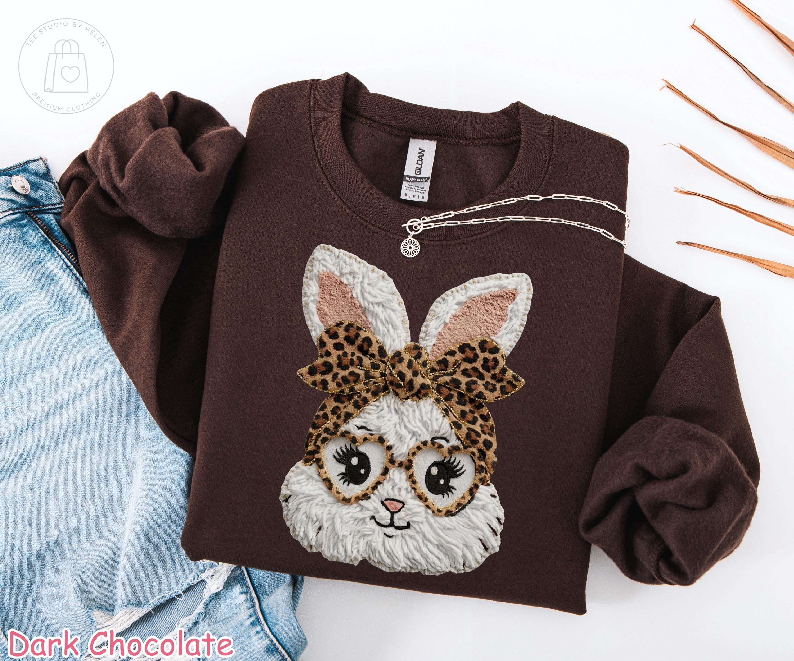 Leopard Bunny Sweatshirt, Coquette Bow Easter Sweatshirt, Girly Easter Shirt, Rabbit Sweatshirt, Womens Easter Shirt, Cute Easter Gift