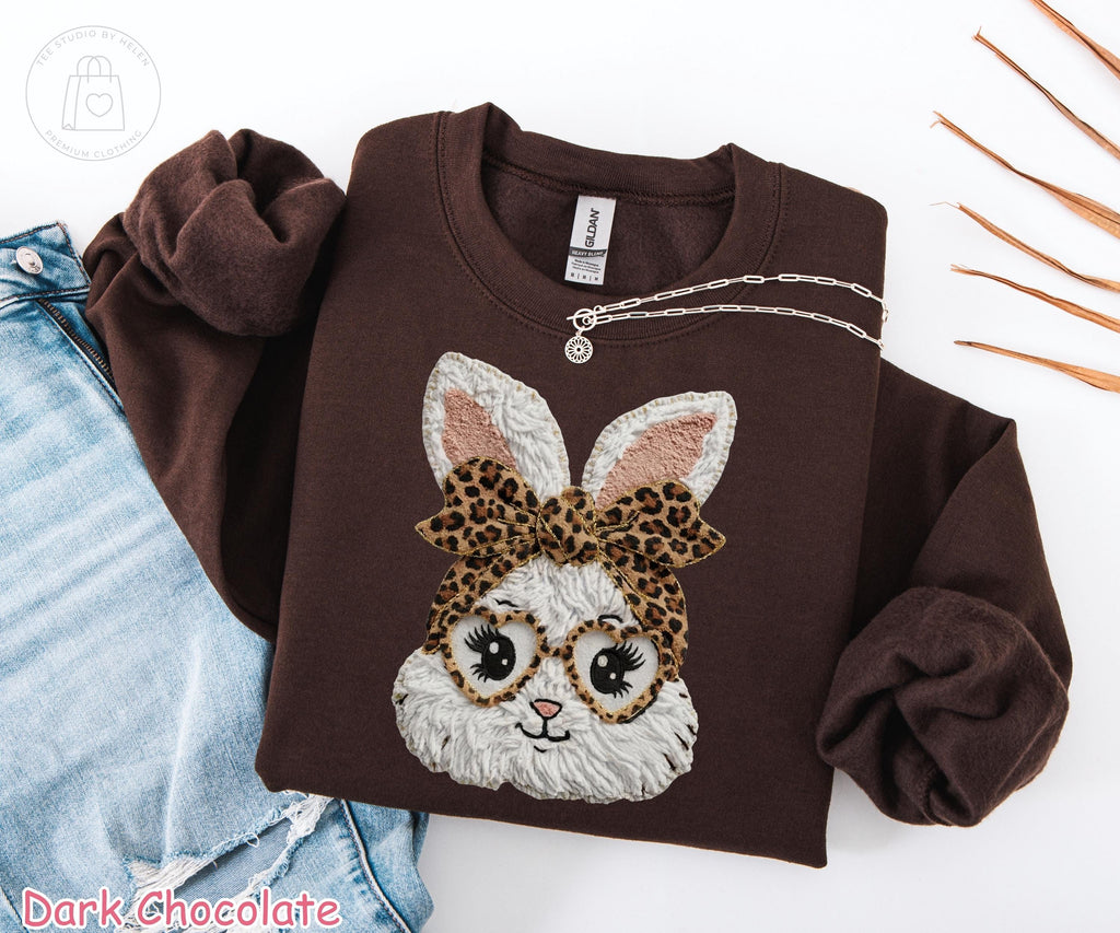 Leopard Bunny Sweatshirt, Easter Bunny Sweatshirt, Coquette Bow Easter Shirt, Womens Easter Crewneck, Trendy Easter Sweater, Easter Gift