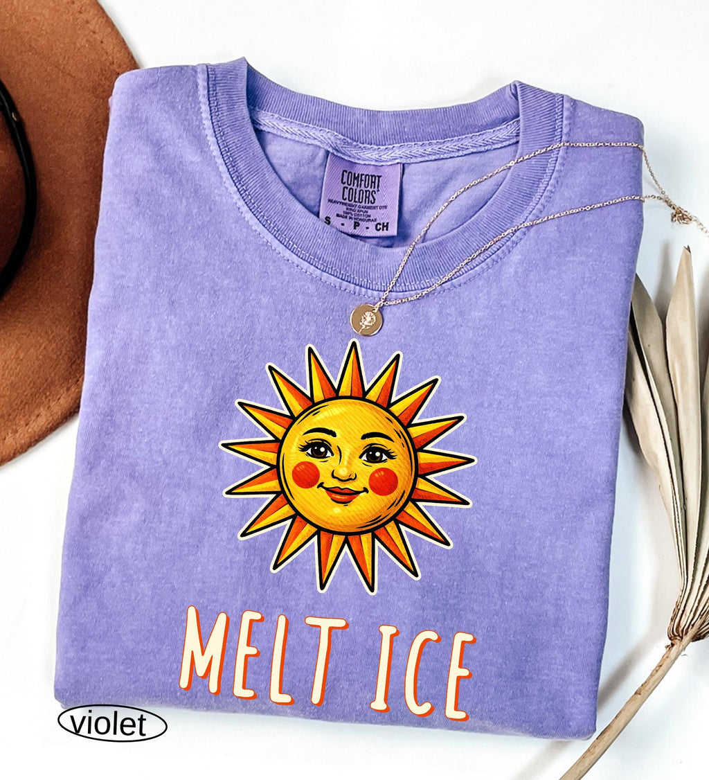 Funny Melt ICE Comfort Colors© Shirt, Abolish ICE T-Shirt, Feminist Social Justice, Pro Immigration, Activist Sun Melting Ice