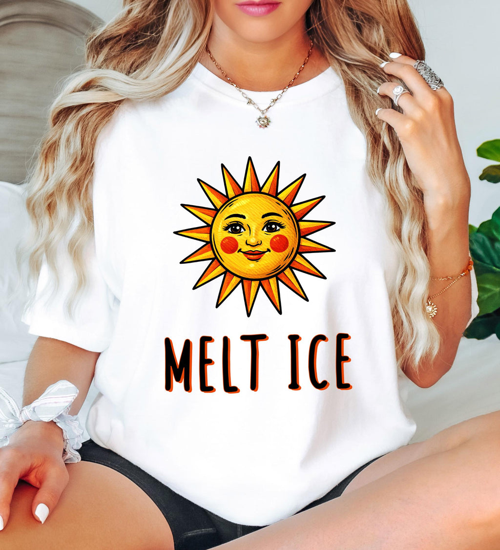 Funny Melt ICE Comfort Colors© Shirt, Abolish ICE T-Shirt, Feminist Social Justice, Pro Immigration, Activist Sun Melting Ice