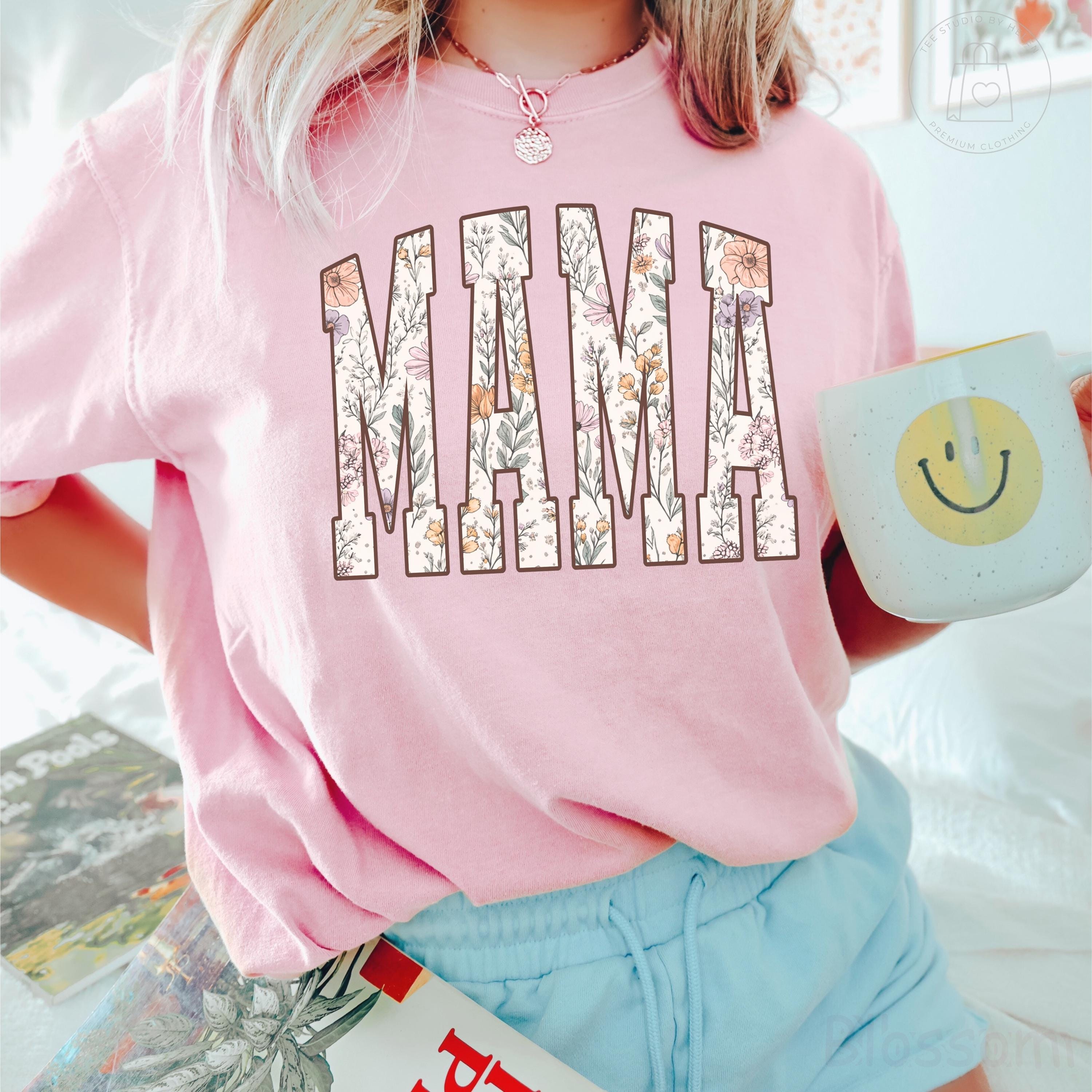 Comfort Colors® Mama Shirt, Floral Mama Shirt, Mothers Day Gift, Retro Mom Tee,  New Mom Gift, Trendy Mama T-Shirt, Shirt for Women