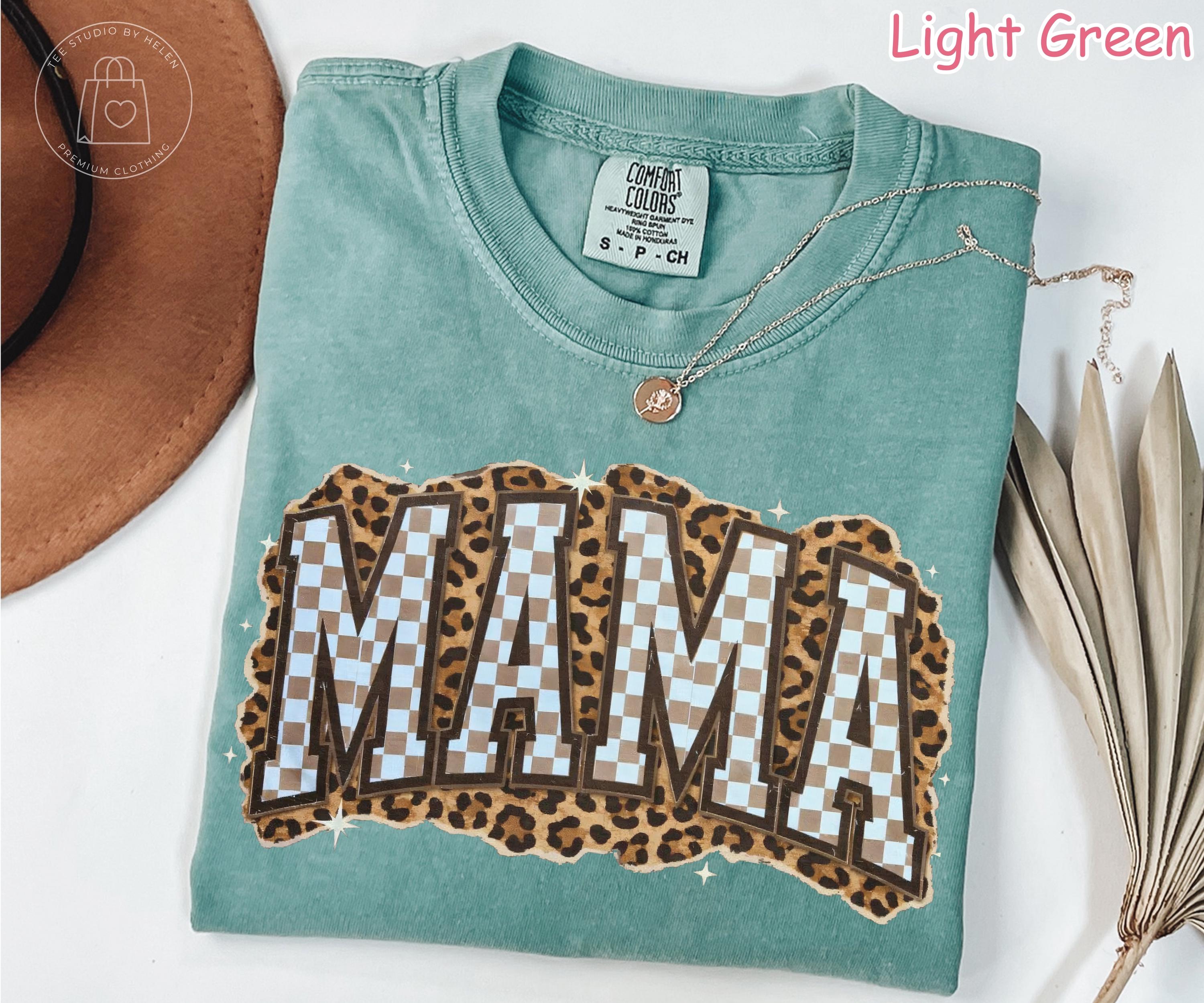 Comfort Colors® Leopard Mama Shirt, Checkered Mama Shirt, Mothers Day Gift, Retro Mom Tee, Trendy Mom Shirt, Cute Mom Gift, Shirt for Women