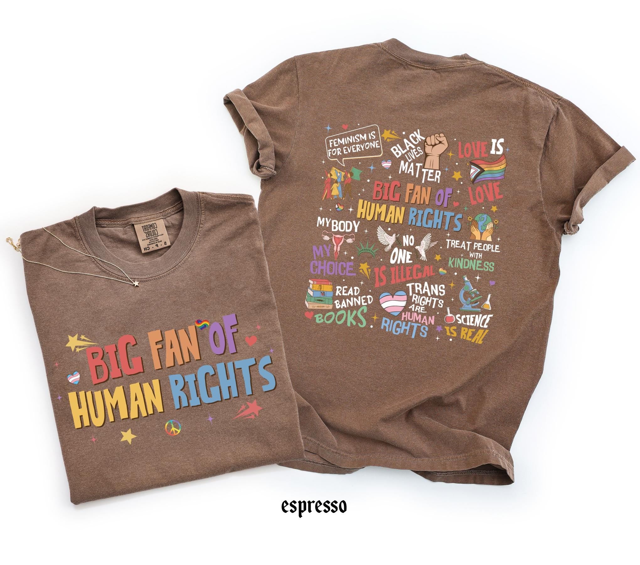 Big Fan Of Human Rights Shirt, Comfort Colors Equality T-Shirt, Social Justice Gift For Activist, Protest Anti Trump Rainbow LGBT Tee