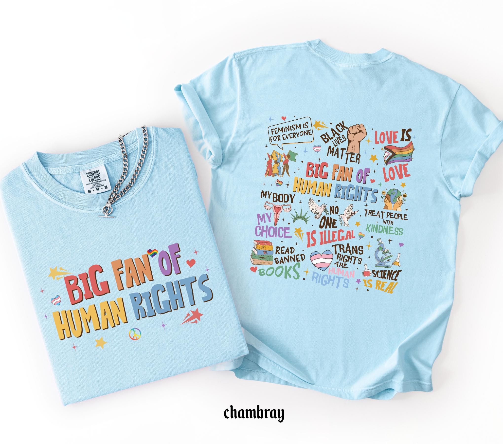 Big Fan Of Human Rights Shirt, Comfort Colors Equality T-Shirt, Social Justice Gift For Activist, Protest Anti Trump Rainbow LGBT Tee