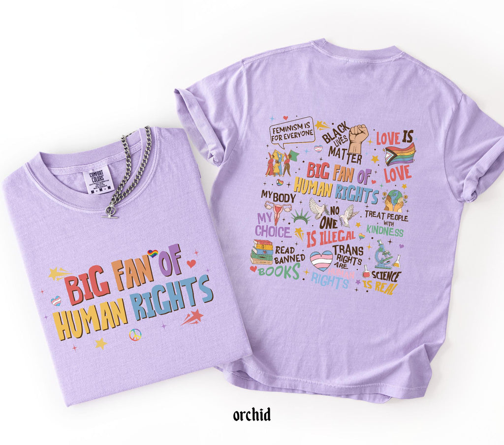 Big Fan Of Human Rights Shirt, Comfort Colors Equality T-Shirt, Social Justice Gift For Activist, Protest Anti Trump Rainbow LGBT Tee