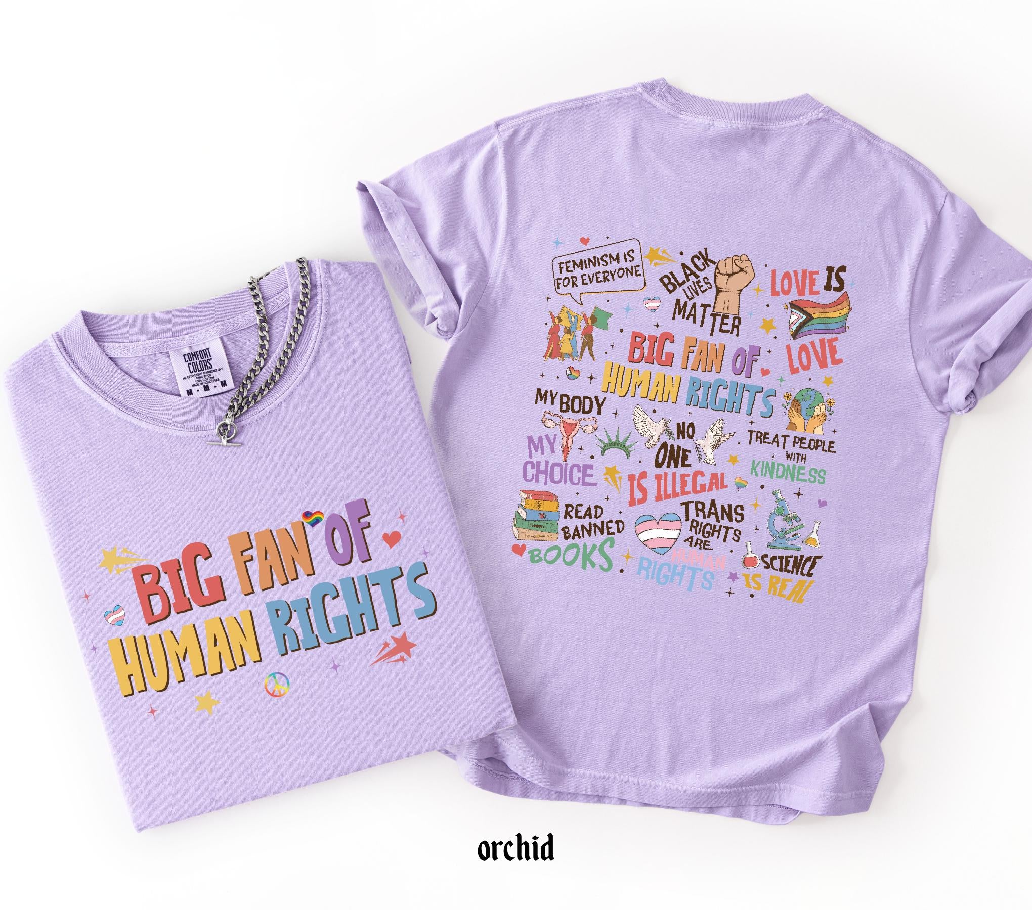 Big Fan Of Human Rights Shirt, Comfort Colors Equality T-Shirt, Social Justice Gift For Activist, Protest Anti Trump Rainbow LGBT Tee