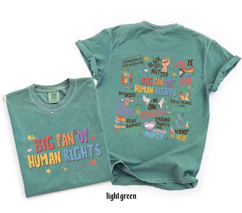 Big Fan Of Human Rights Shirt, Comfort Colors Equality T-Shirt, Social Justice Gift For Activist, Protest Anti Trump Rainbow LGBT Tee