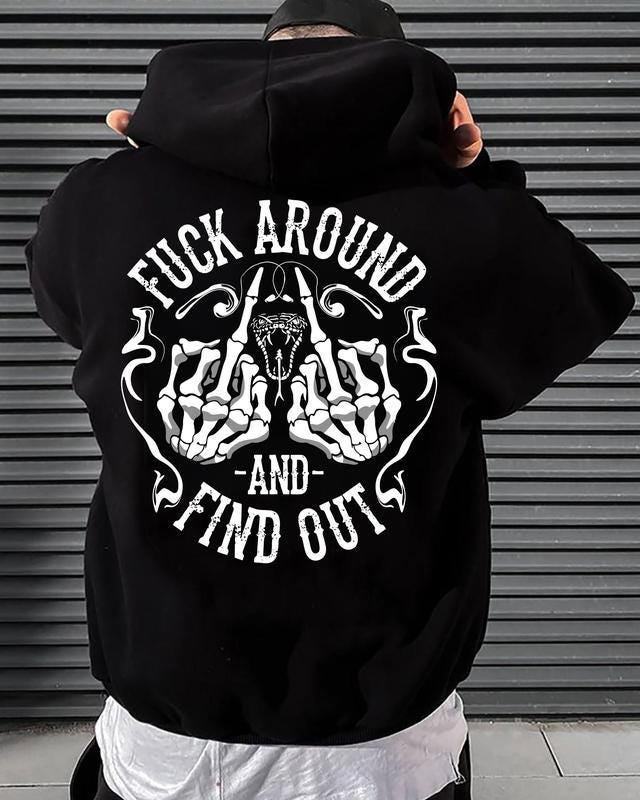 Fck Around Find Out Tshirt, Skeleton Middle Finger Hoodie, Snake Sweatshirt, FAFO Shirt, Edgy Grunge Clothing, Rude Dark Humor Gift