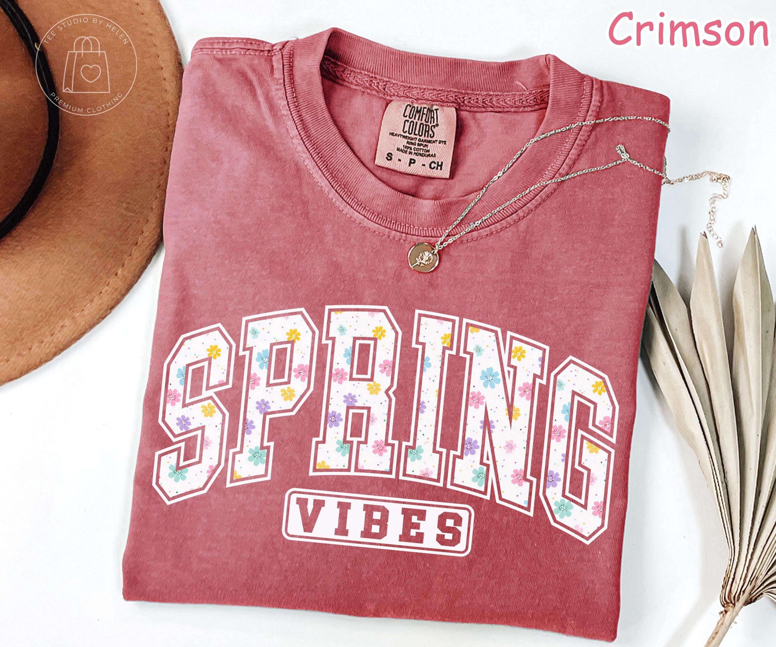 Comfort Colors® Spring Vibes Shirt, Floral Spring Shirt, Spring Season Graphic Tee, Cute Easter Spring Shirt, Womens Spring Aesthetic Tee