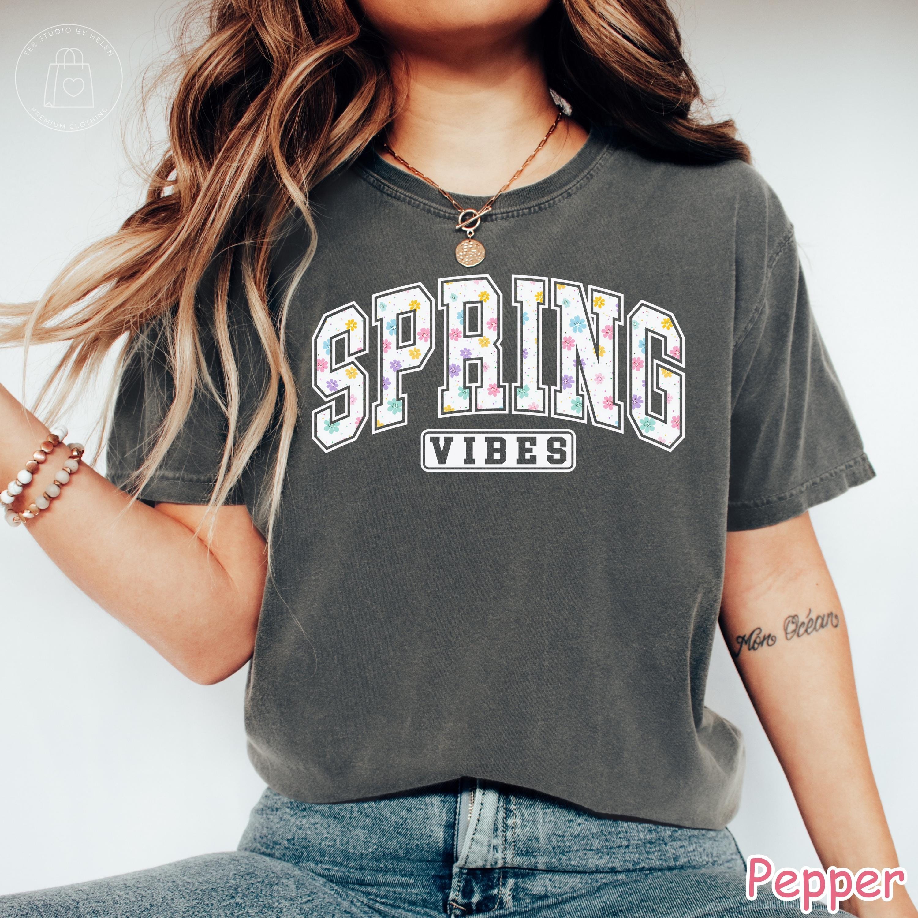 Comfort Colors® Spring Vibes Shirt, Floral Spring Shirt, Spring Season Graphic Tee, Cute Easter Spring Shirt, Womens Spring Aesthetic Tee