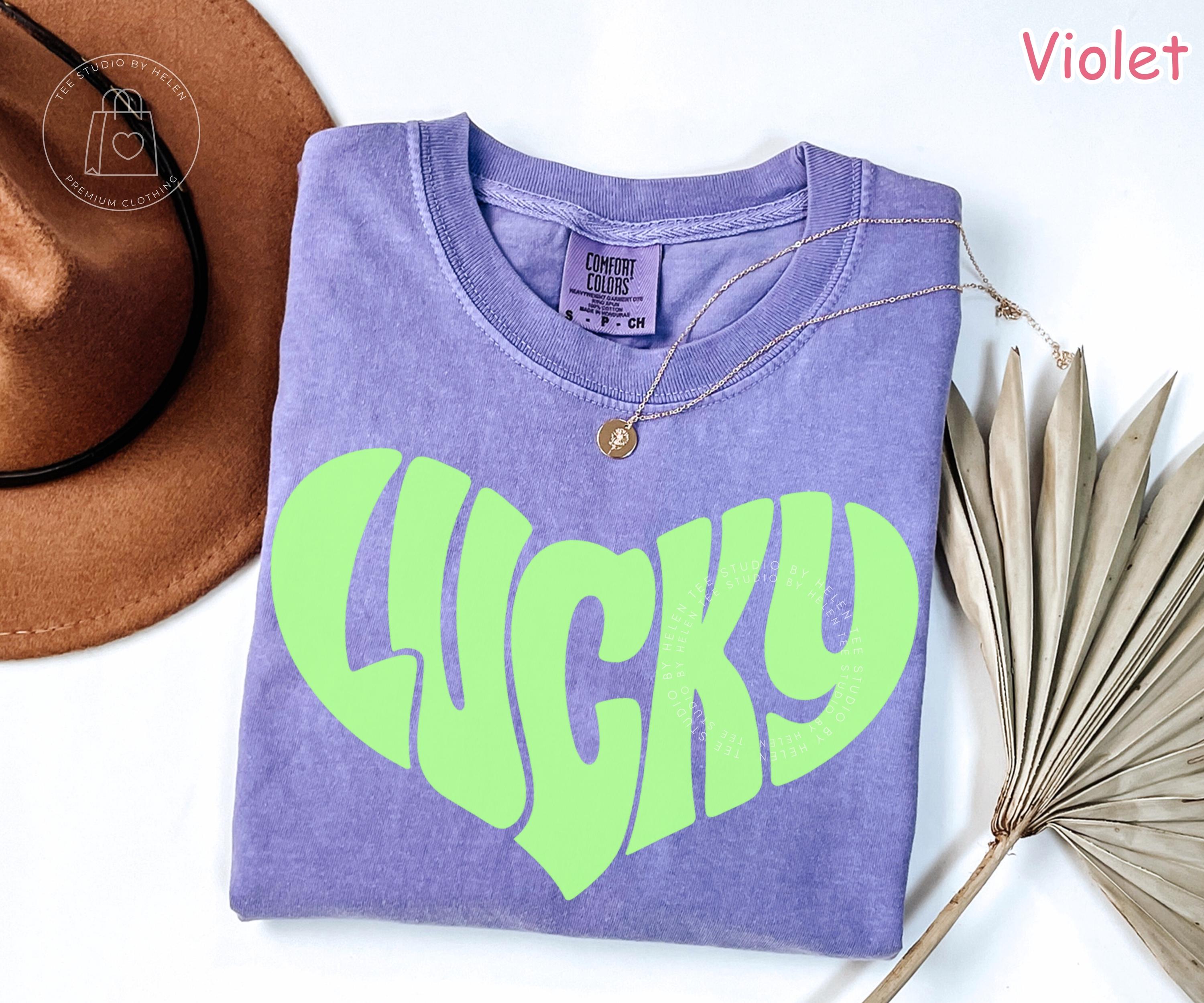 Comfort Colors® Lucky Shirt, St Patricks Day Shirt, Retro Lucky Heart Shirt, Lucky Clover Tee, Irish Shirt for Women, St Paddy's Day Tee