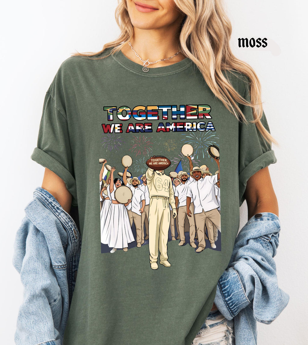 Together We Are America Comfort Colors Shirt, American Football T-Shirt, We Are America Graphic Tee Latin Pride and Immigrant Support Gift
