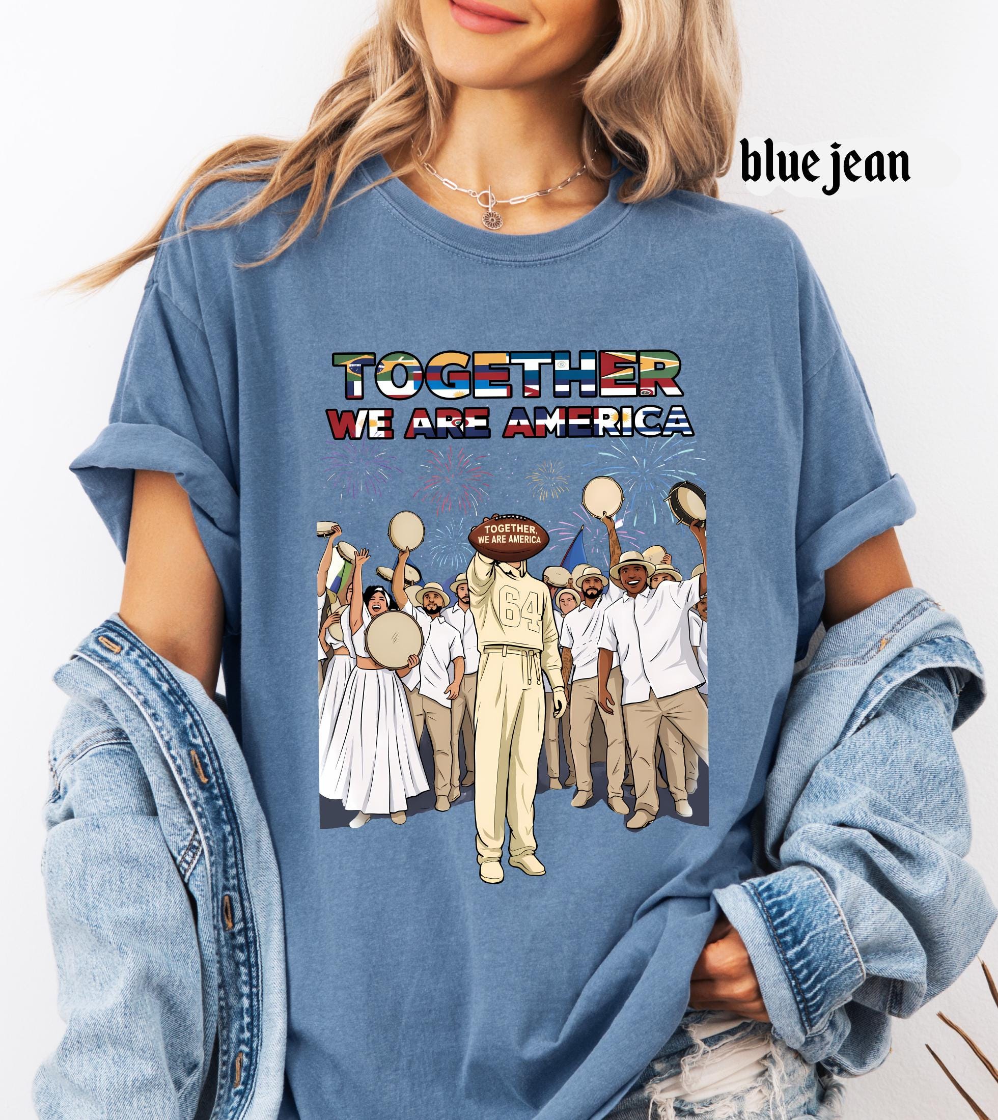 Together We Are America Comfort Colors Shirt, American Football T-Shirt, We Are America Graphic Tee Latin Pride and Immigrant Support Gift