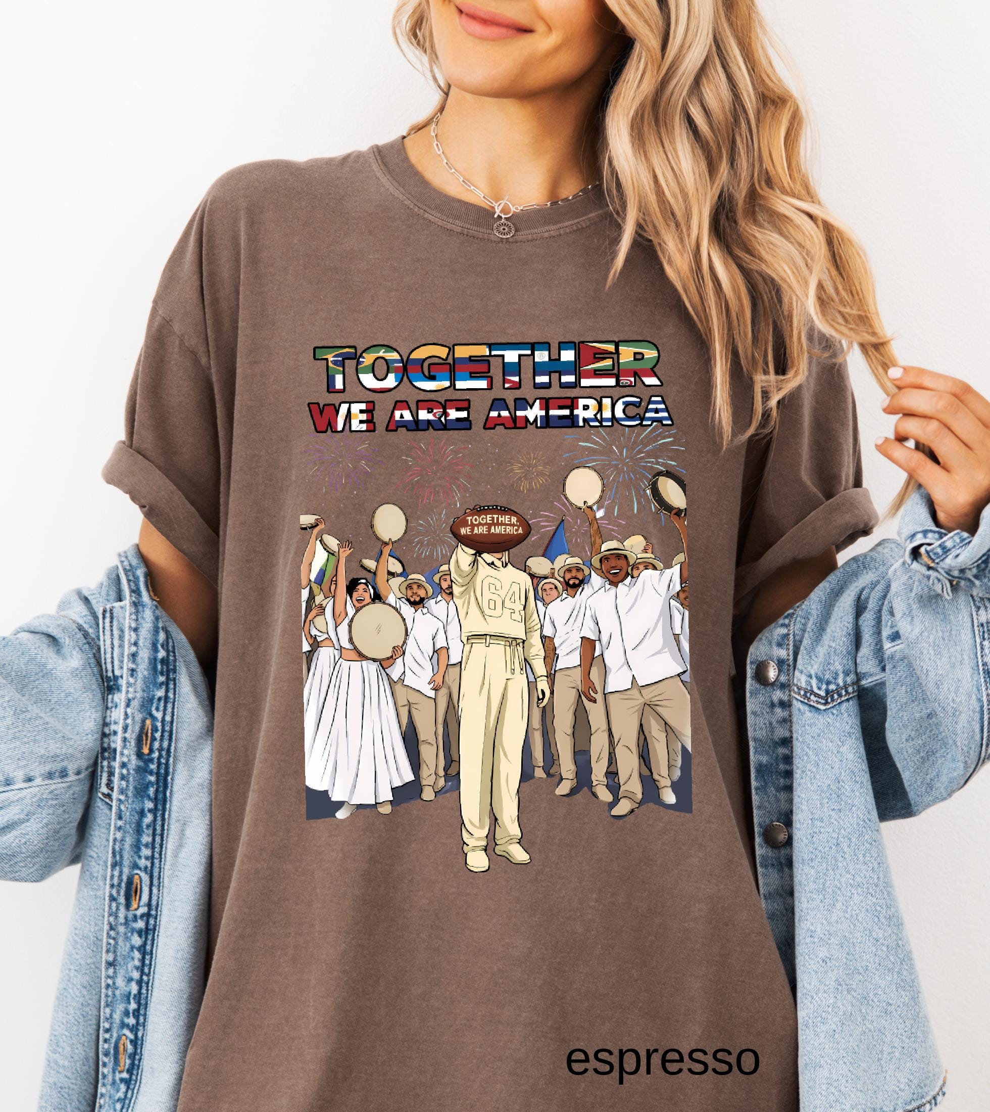 Together We Are America Comfort Colors Shirt, American Football T-Shirt, We Are America Graphic Tee Latin Pride and Immigrant Support Gift