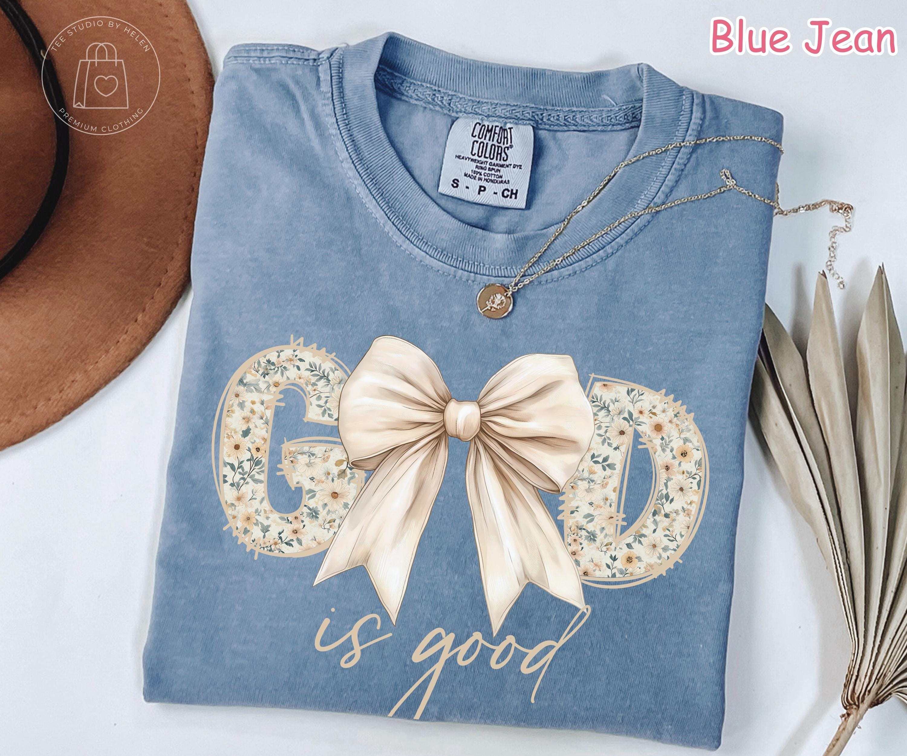 Comfort Colors® God Is Good Shirt, Coquette Christian Shirt, Bible Verse Tee, Christian Gift for Women, Floral Faith Shirt, Religious Shirt