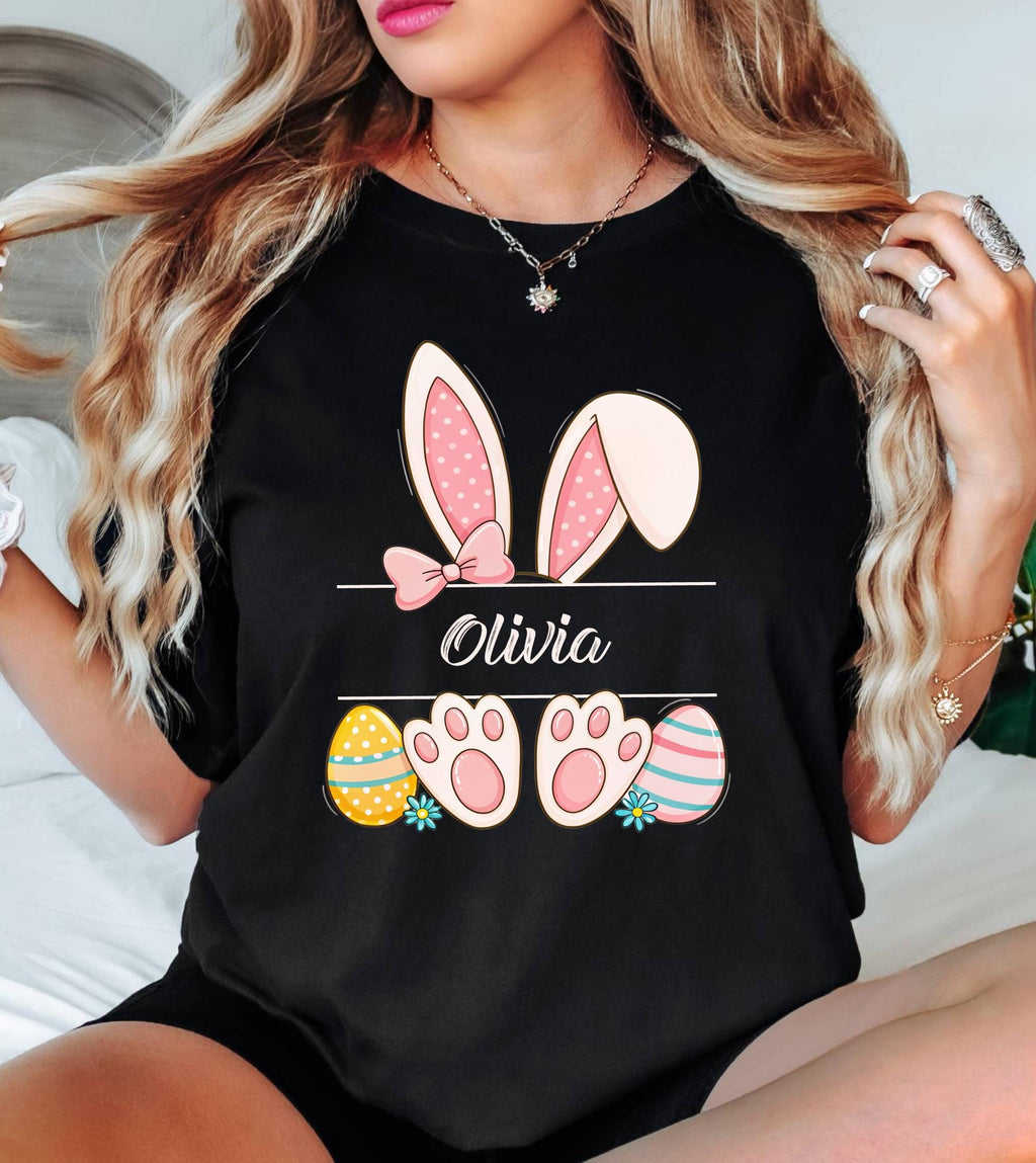 Personalized Easter Bunny Name Comfort Colors Shirt, Happy Easter Custom Teacher Easter Gifts, Spring  Womens, Easter Family Trip Tee