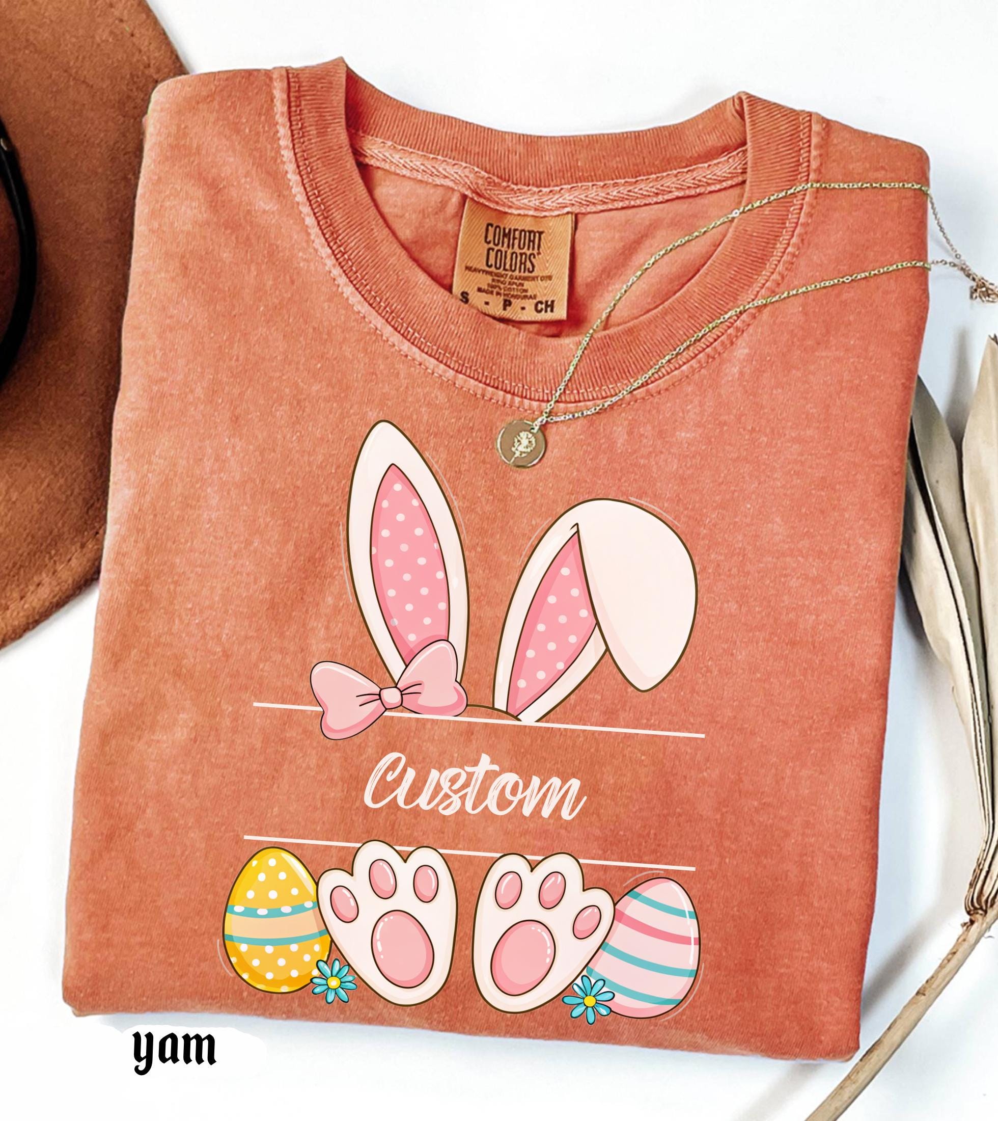 Personalized Easter Bunny Name Comfort Colors Shirt, Happy Easter Custom Teacher Easter Gifts, Spring  Womens, Easter Family Trip Tee