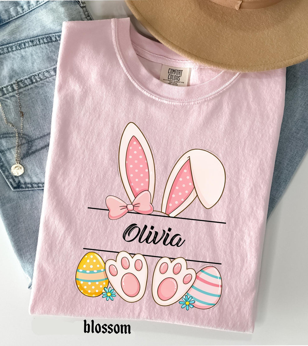 Personalized Easter Bunny Name Comfort Colors Shirt, Happy Easter Custom Teacher Easter Gifts, Spring  Womens, Easter Family Trip Tee