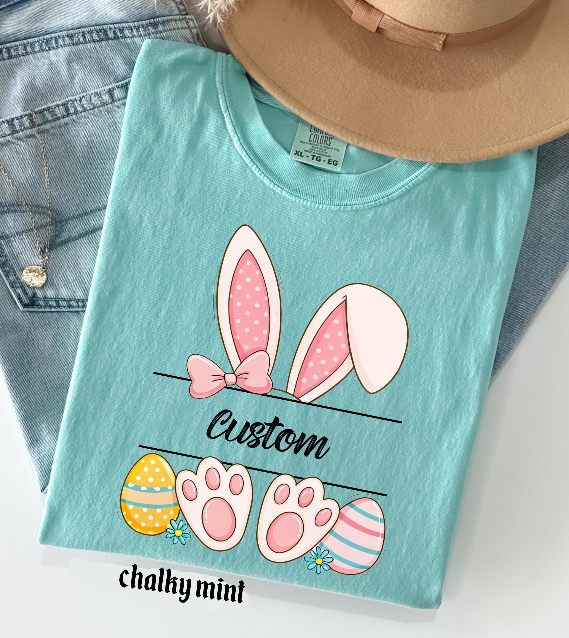 Personalized Easter Bunny Name Comfort Colors Shirt, Happy Easter Custom Teacher Easter Gifts, Spring  Womens, Easter Family Trip Tee