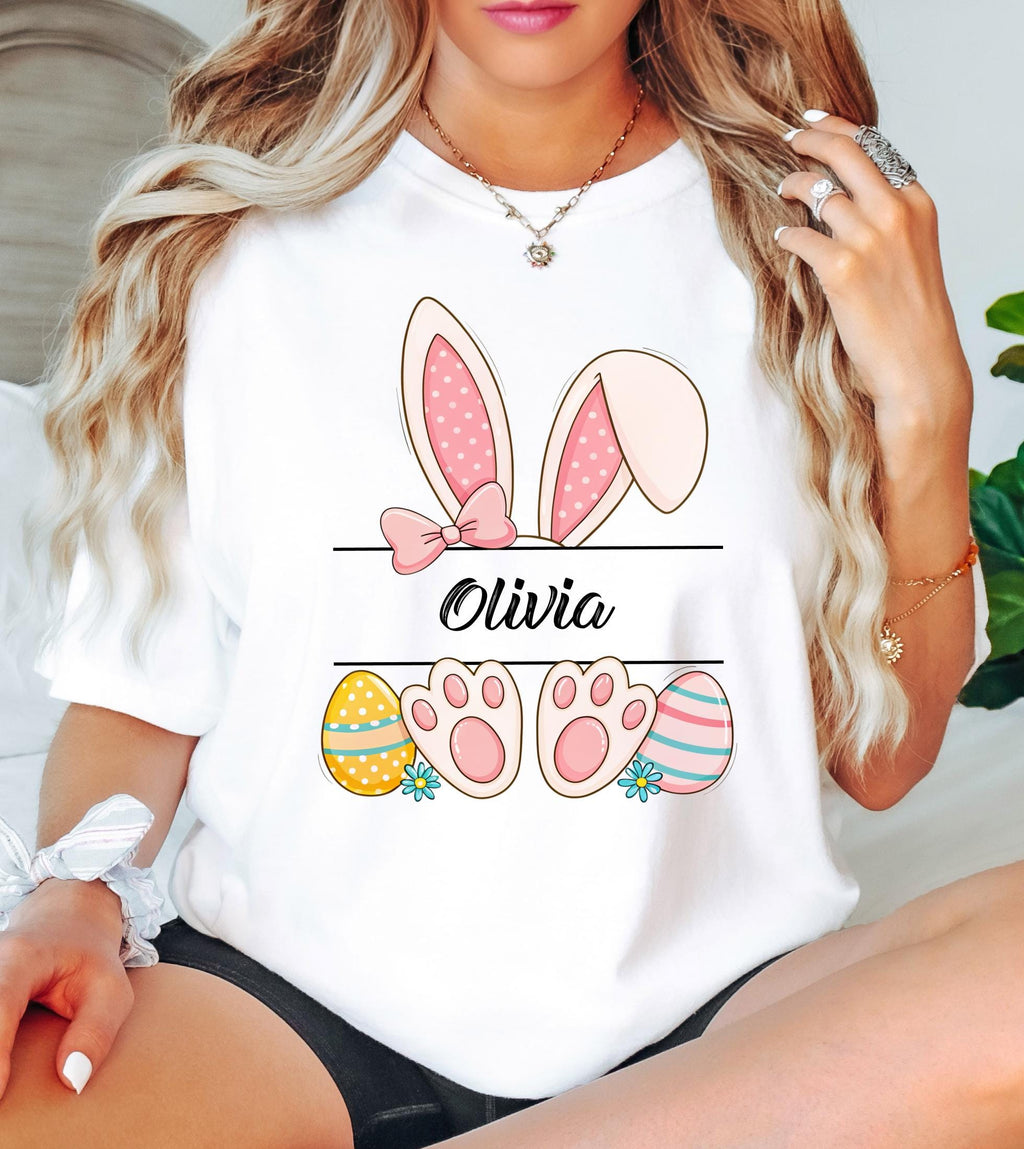 Personalized Easter Bunny Name Comfort Colors Shirt, Happy Easter Custom Teacher Easter Gifts, Spring  Womens, Easter Family Trip Tee