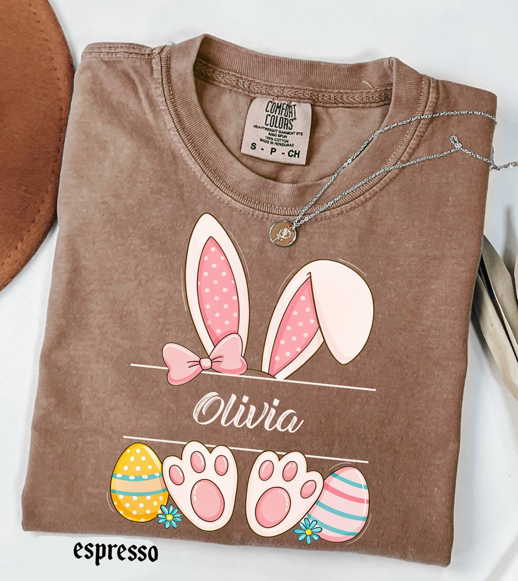 Personalized Easter Bunny Name Comfort Colors Shirt, Happy Easter Custom Teacher Easter Gifts, Spring  Womens, Easter Family Trip Tee