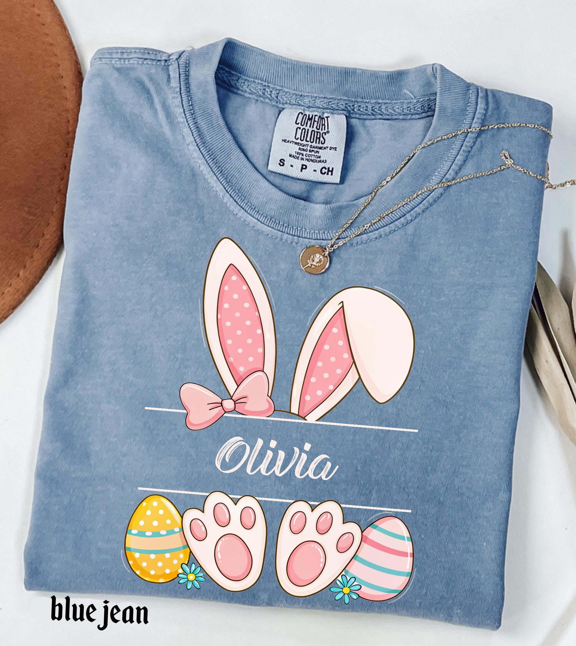 Personalized Easter Bunny Name Comfort Colors Shirt, Happy Easter Custom Teacher Easter Gifts, Spring  Womens, Easter Family Trip Tee