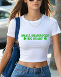 Small Shamrocks Big Heart Baby Tee, St Patricks Day Baby Tee, Clover Graphic Tee, Funny Irish Shirt, Y2K Baby Tee, Lucky Shirt, Coquette Tee