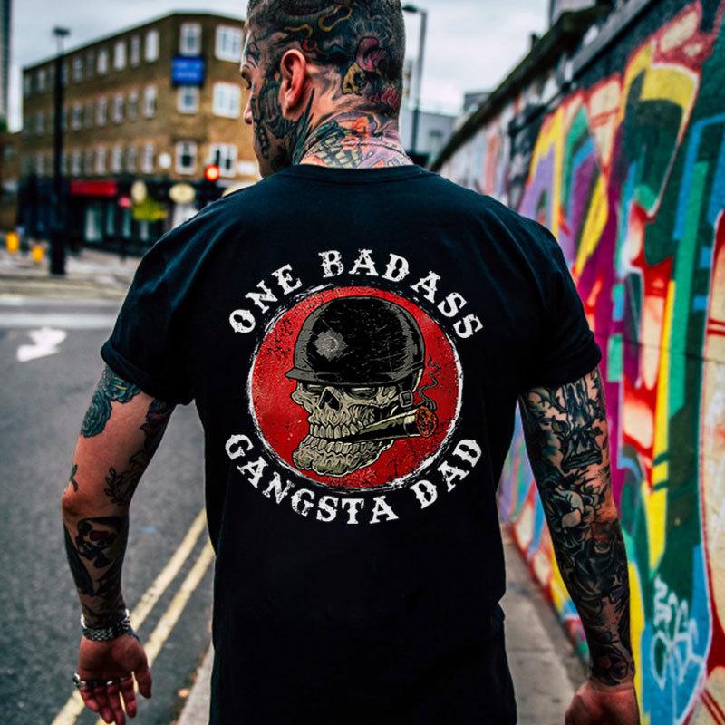 One Badass Gangsta Dad Tshirt, Edgy Skull Hoodie, Biker Father Sweatshirt, Badass Dad Gift, Fathers Day Shirt, Mens Graphic Tee