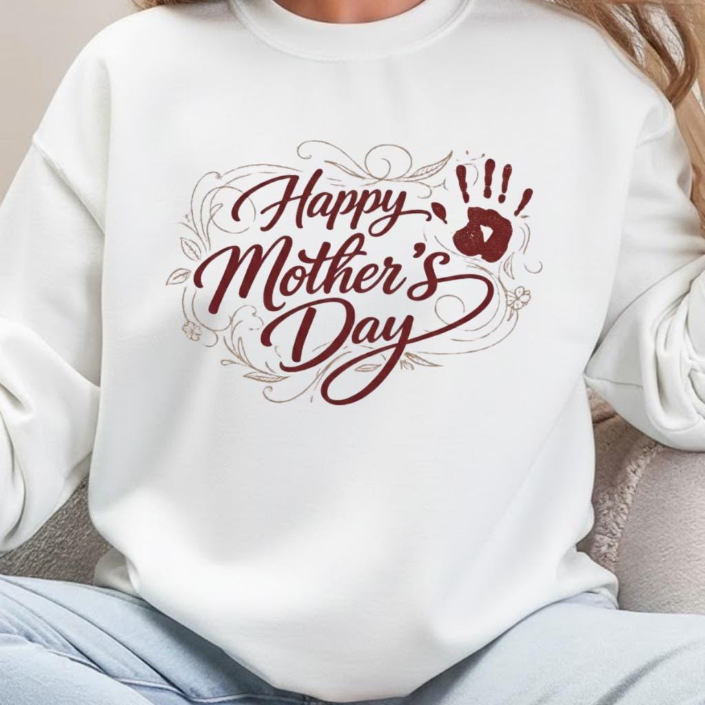 Happy Mother's Day Sweatshirt, Handprint Mama Shirt, Mothers Day Gift, Grandma Hoodie, First Mother's Day Tshirt, Mom Life Pullover Crewneck