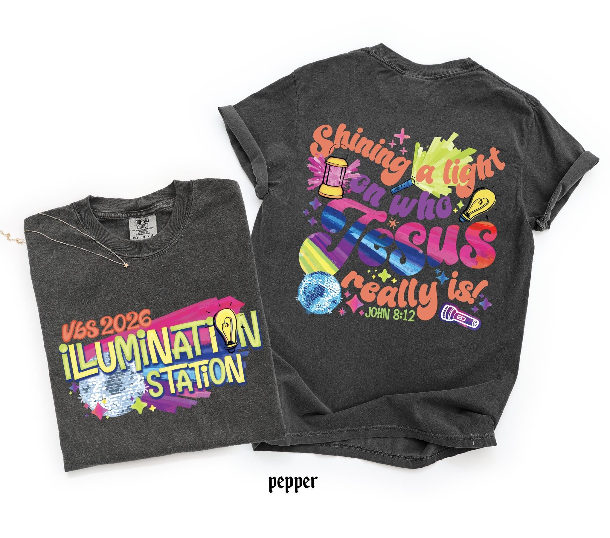 Illumination Station Christian Comfort Colors T-shirt, VBS 2026 Tee, Shining A Light On Who Jesus Really is Easter Church Shirt, Summer Gift