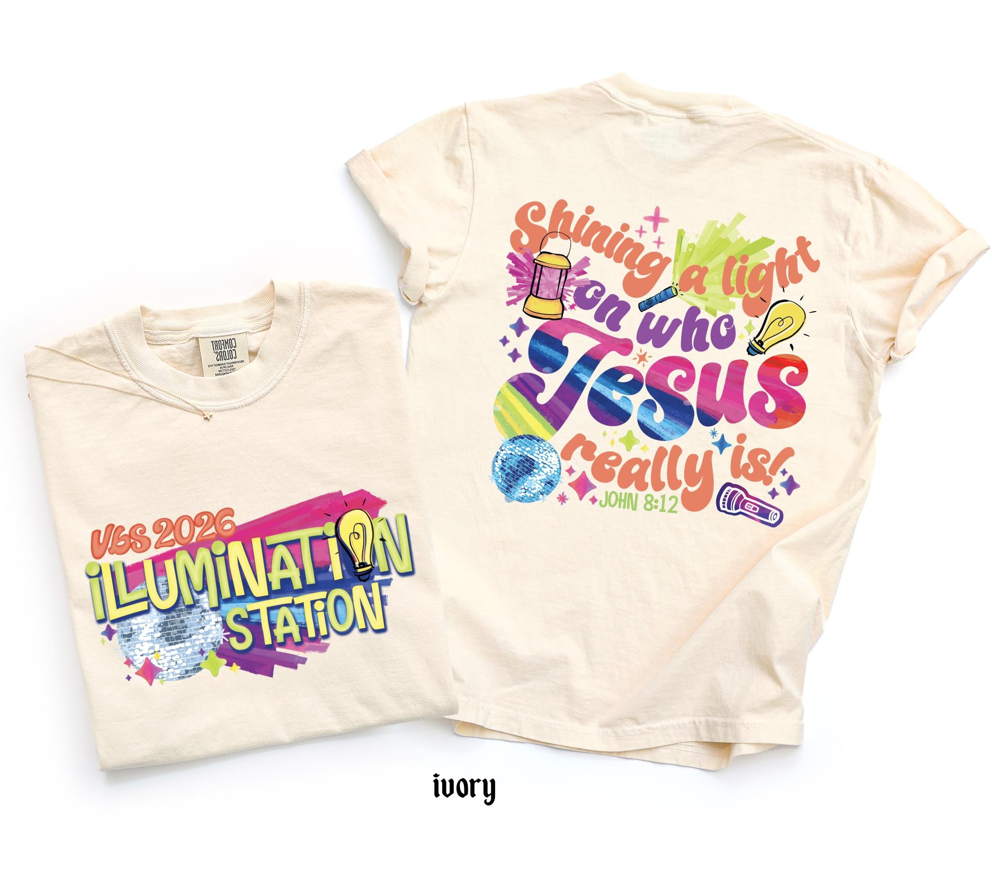 Illumination Station Christian Comfort Colors T-shirt, VBS 2026 Tee, Shining A Light On Who Jesus Really is Easter Church Shirt, Summer Gift