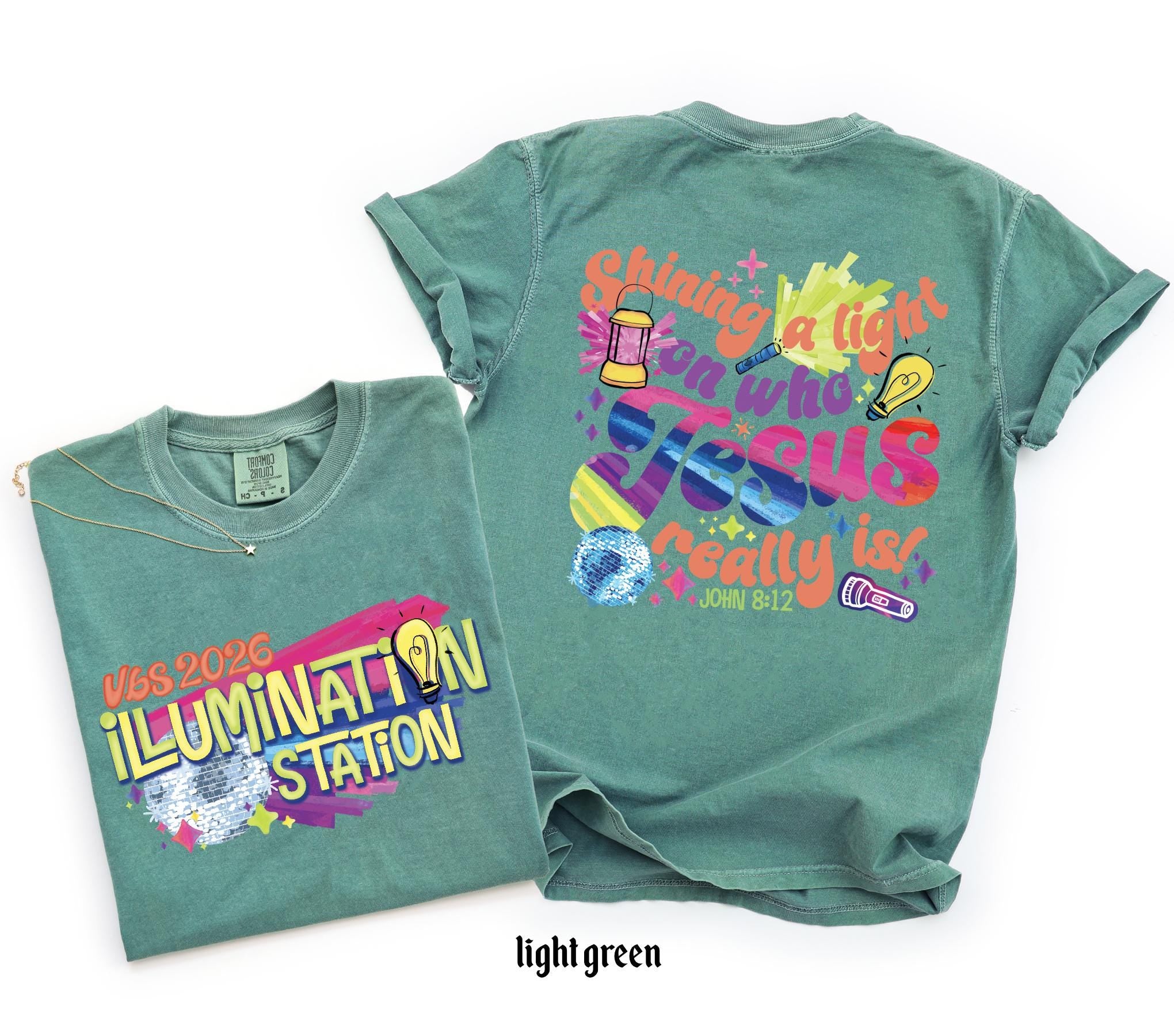 Illumination Station Christian Comfort Colors T-shirt, VBS 2026 Tee, Shining A Light On Who Jesus Really is Easter Church Shirt, Summer Gift