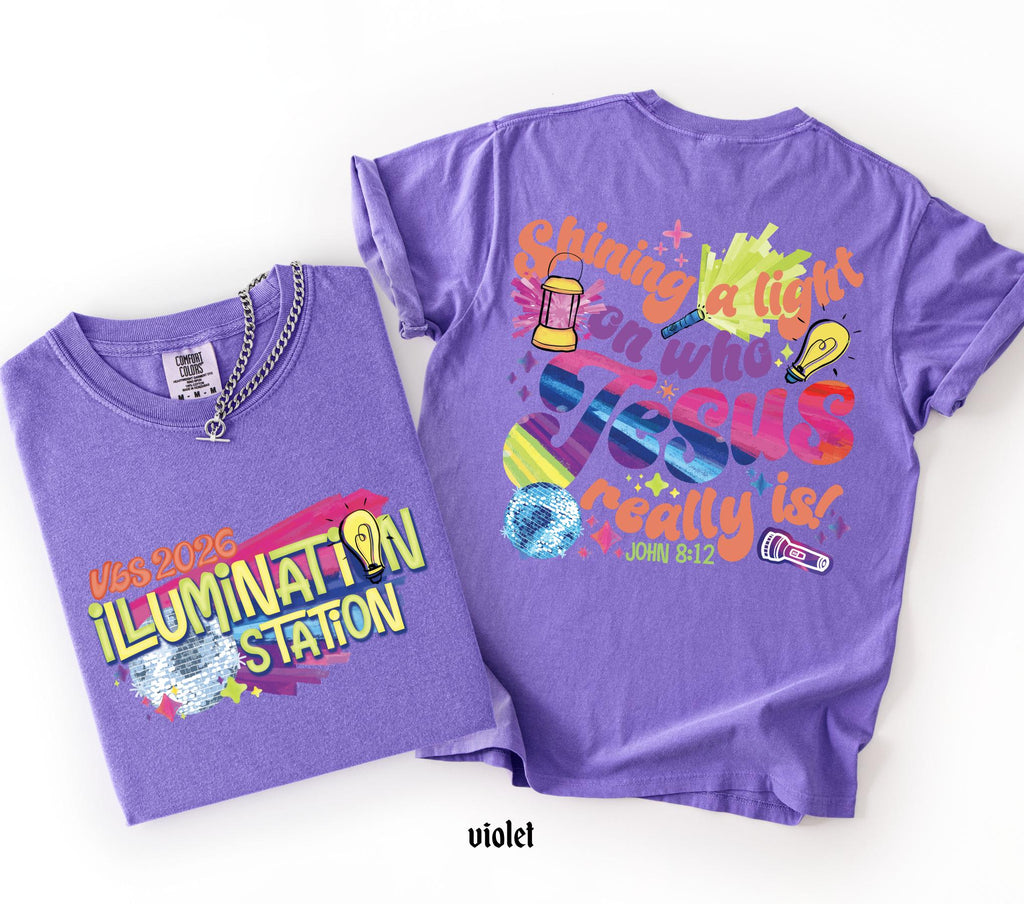 Illumination Station Christian Comfort Colors T-shirt, VBS 2026 Tee, Shining A Light On Who Jesus Really is Easter Church Shirt, Summer Gift