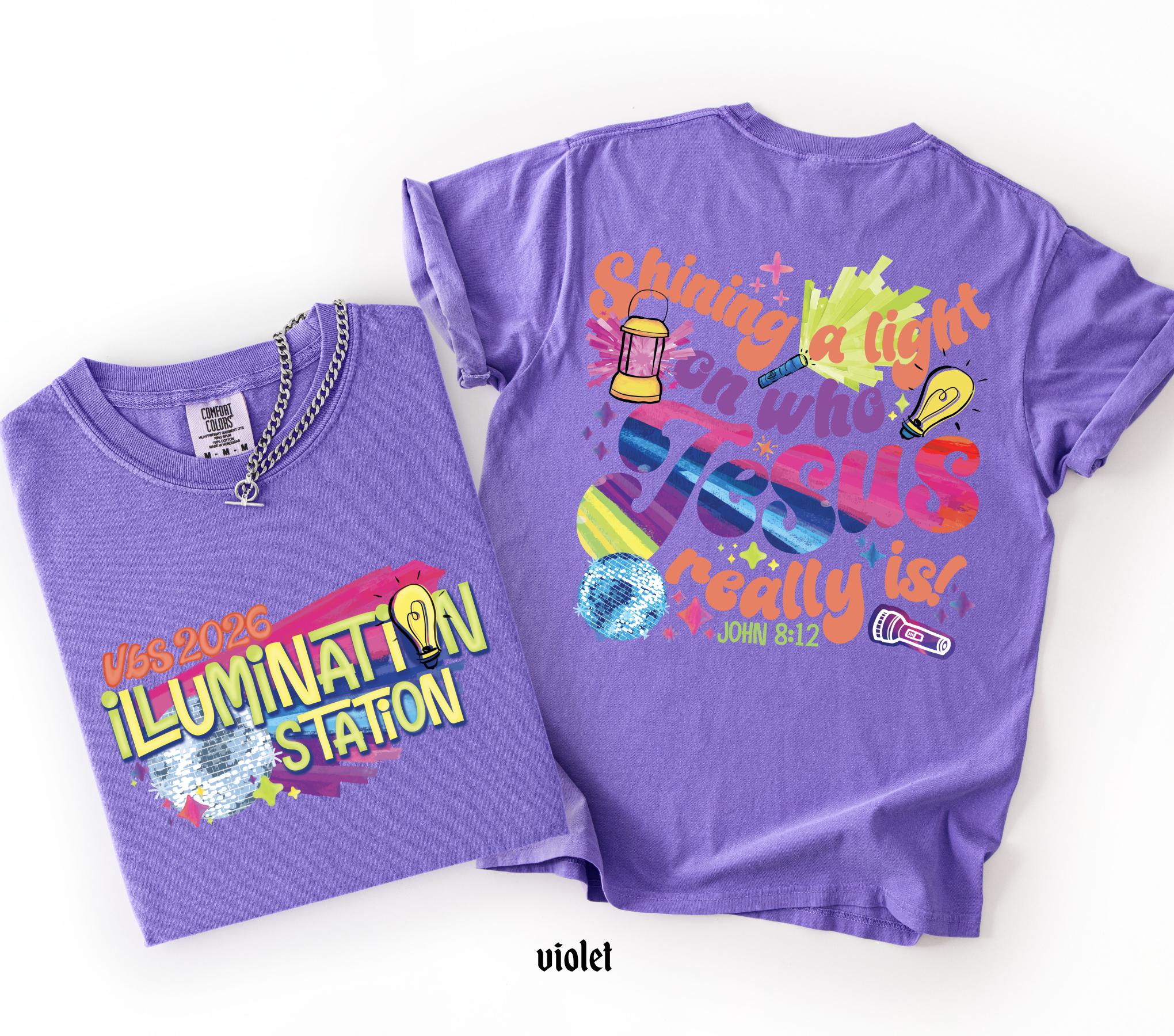 Illumination Station Christian Comfort Colors T-shirt, VBS 2026 Tee, Shining A Light On Who Jesus Really is Easter Church Shirt, Summer Gift