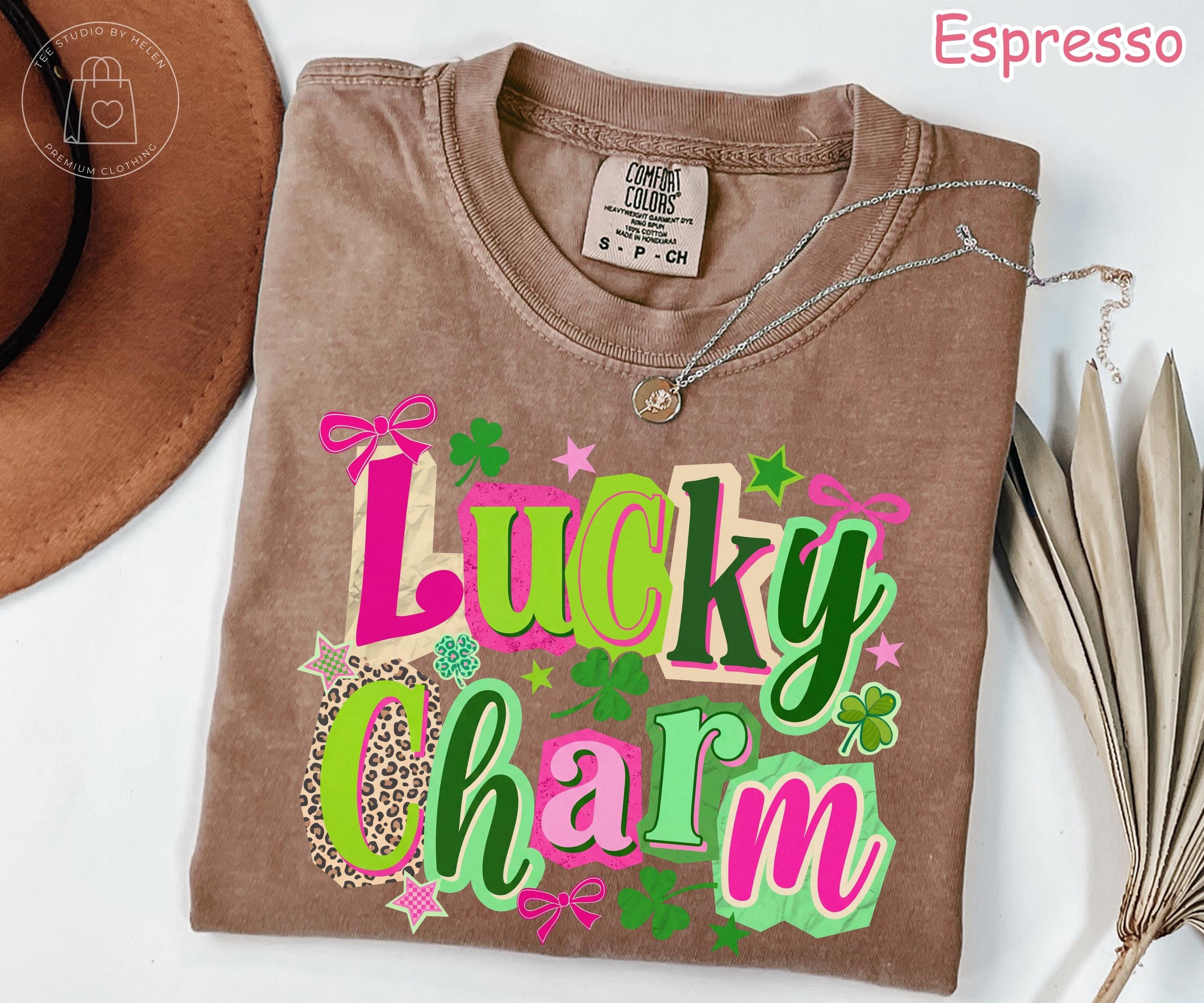 Comfort Colors® Lucky Charm Shirt, Retro St Patricks Day Shirt, Trendy Lucky Shirt for Women, Shamrock Shirt, Coquette St Pattys Day Tee