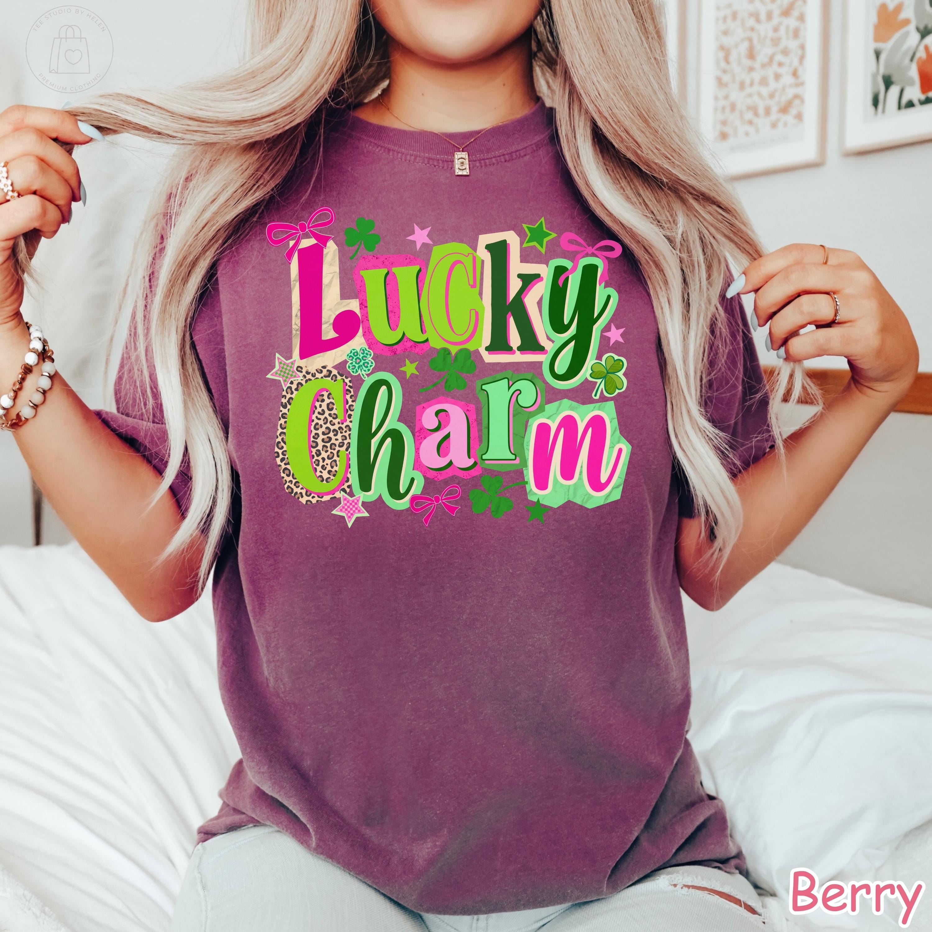 Comfort Colors® Lucky Charm Shirt, Retro St Patricks Day Shirt, Trendy Lucky Shirt for Women, Shamrock Shirt, Coquette St Pattys Day Tee
