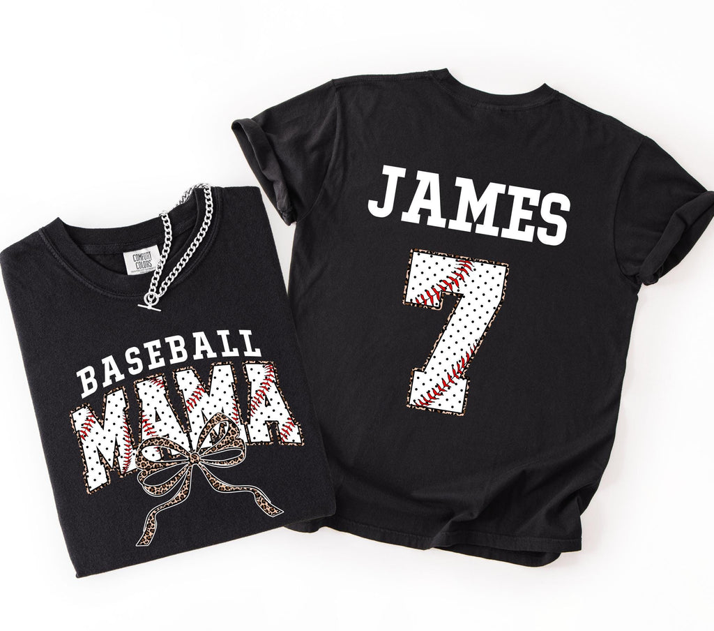Customized Baseball Mom Comfort Colors Shirt, Personalized Game Day T-Shirt, Your Name Number Baseball Shirt, Baseball Player Sports Mom Tee