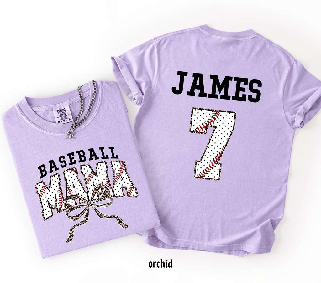 Customized Baseball Mom Comfort Colors Shirt, Personalized Game Day T-Shirt, Your Name Number Baseball Shirt, Baseball Player Sports Mom Tee