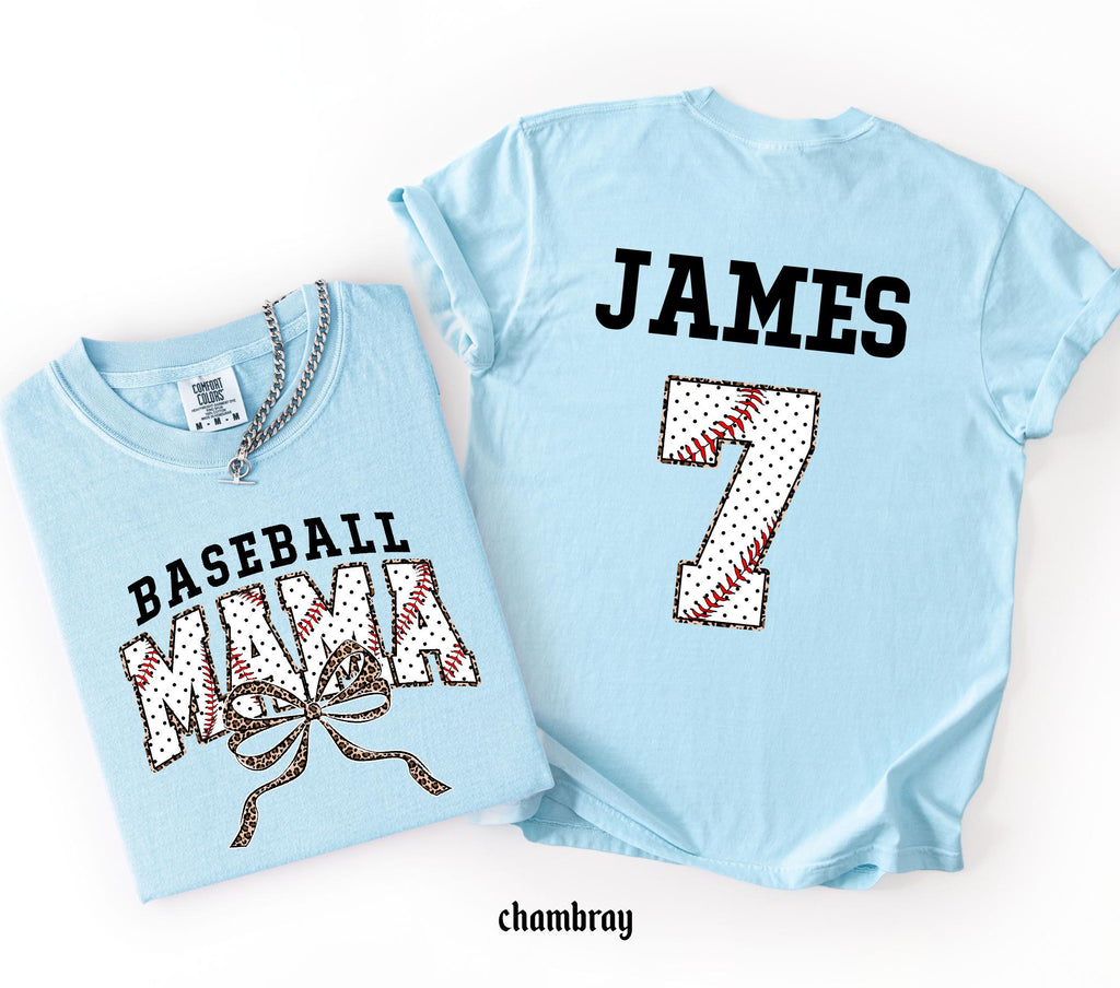 Customized Baseball Mom Comfort Colors Shirt, Personalized Game Day T-Shirt, Your Name Number Baseball Shirt, Baseball Player Sports Mom Tee