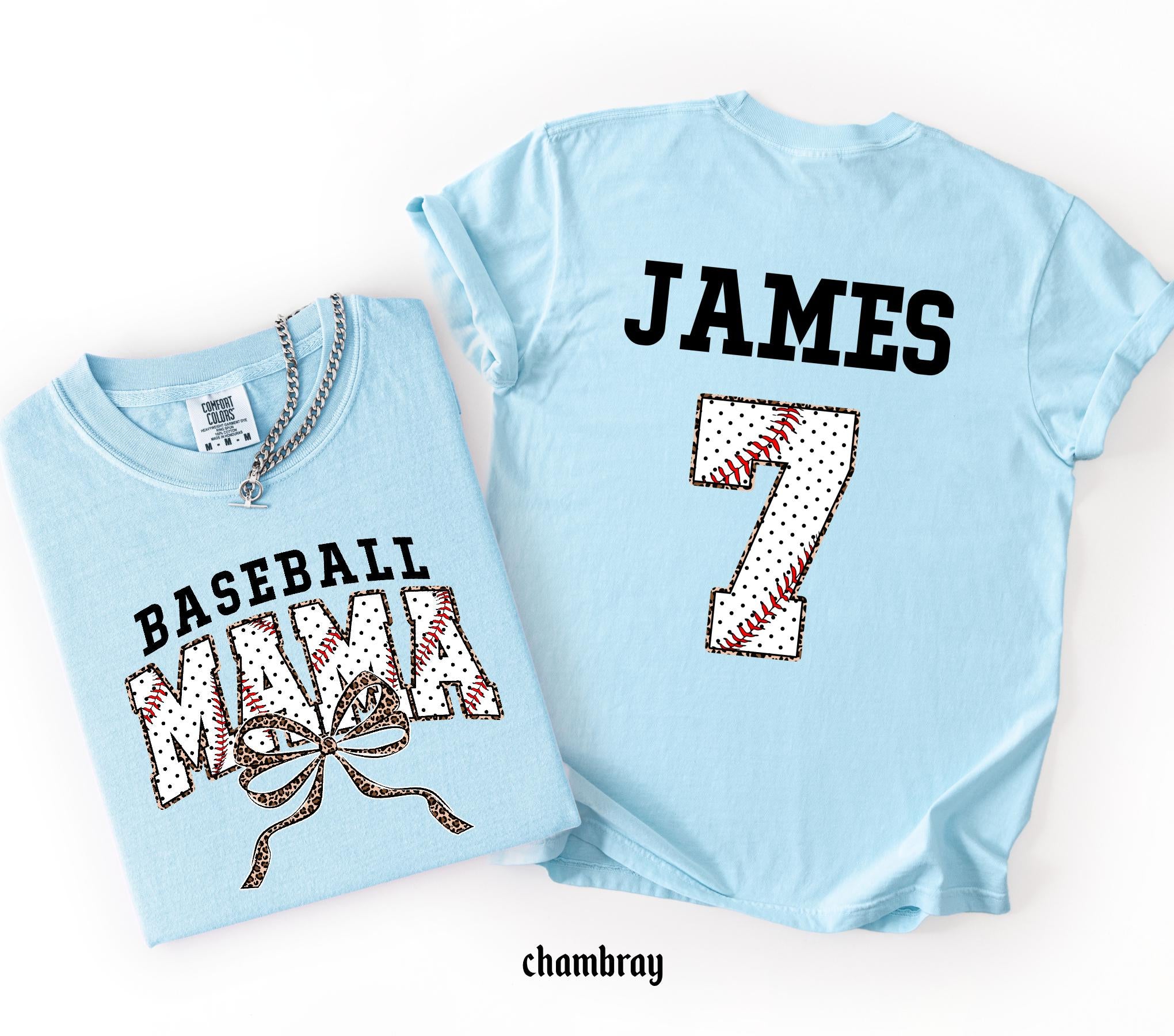 Customized Baseball Mom Comfort Colors Shirt, Personalized Game Day T-Shirt, Your Name Number Baseball Shirt, Baseball Player Sports Mom Tee