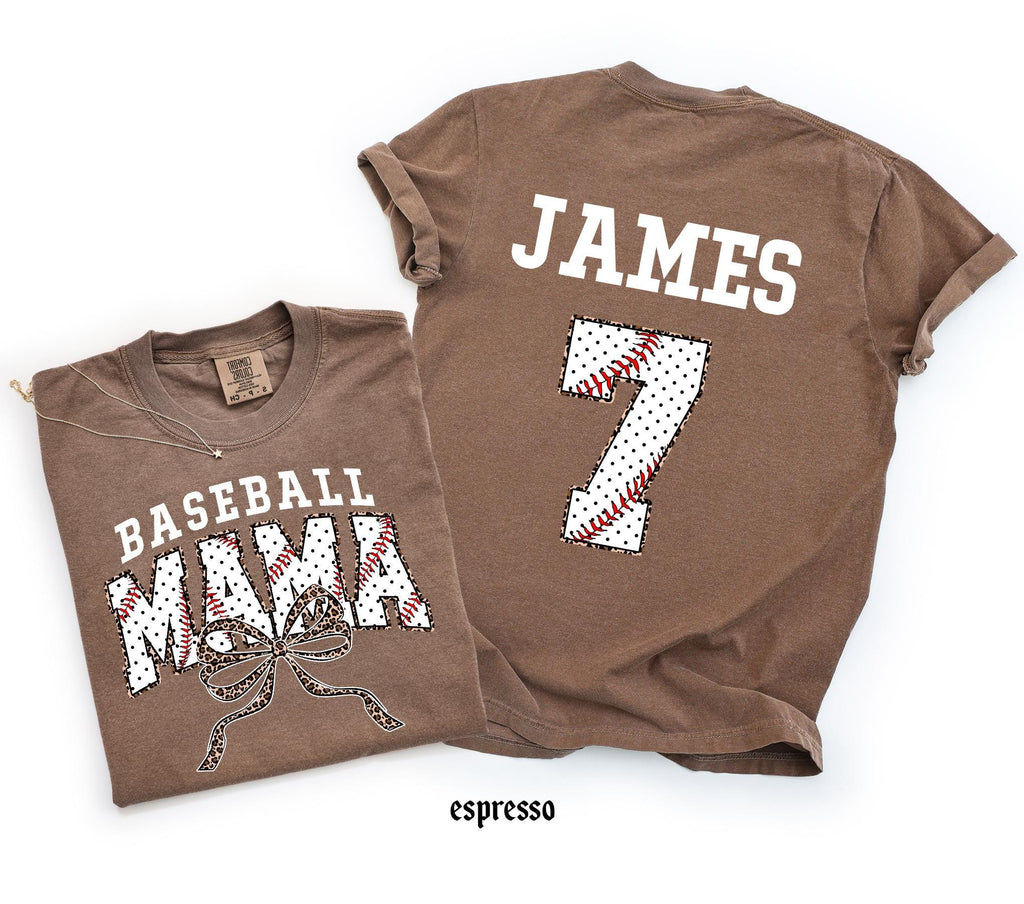 Customized Baseball Mom Comfort Colors Shirt, Personalized Game Day T-Shirt, Your Name Number Baseball Shirt, Baseball Player Sports Mom Tee