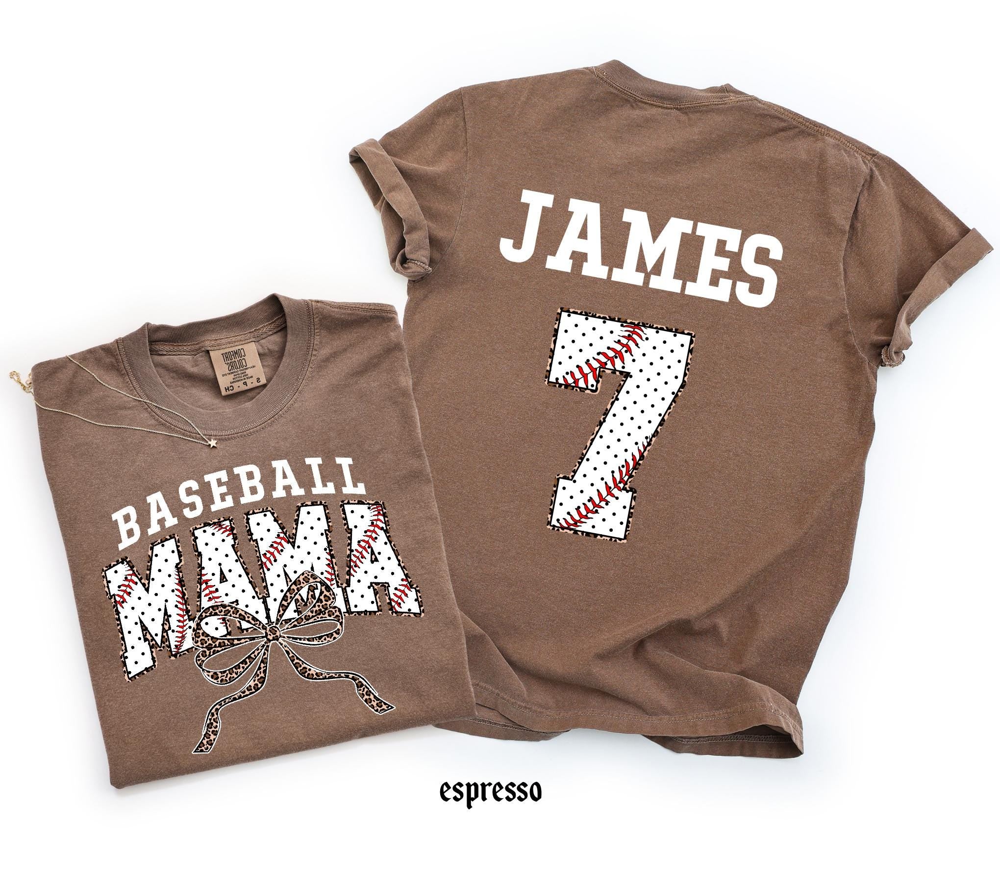Customized Baseball Mom Comfort Colors Shirt, Personalized Game Day T-Shirt, Your Name Number Baseball Shirt, Baseball Player Sports Mom Tee