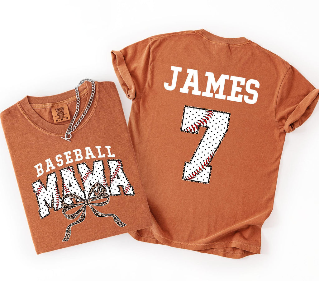 Customized Baseball Mom Comfort Colors Shirt, Personalized Game Day T-Shirt, Your Name Number Baseball Shirt, Baseball Player Sports Mom Tee