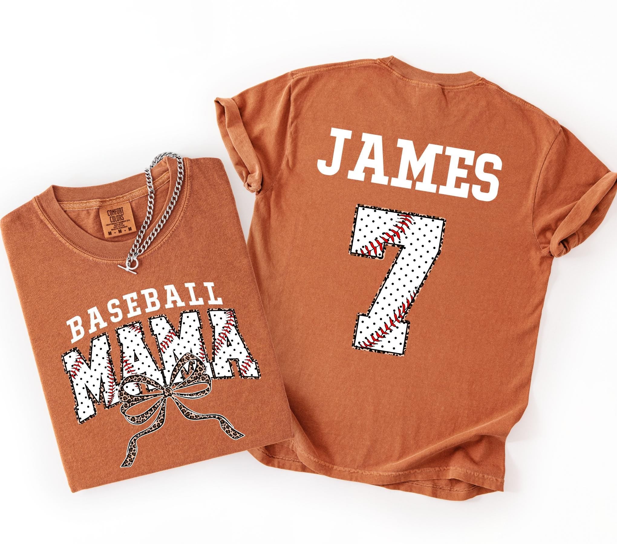 Customized Baseball Mom Comfort Colors Shirt, Personalized Game Day T-Shirt, Your Name Number Baseball Shirt, Baseball Player Sports Mom Tee
